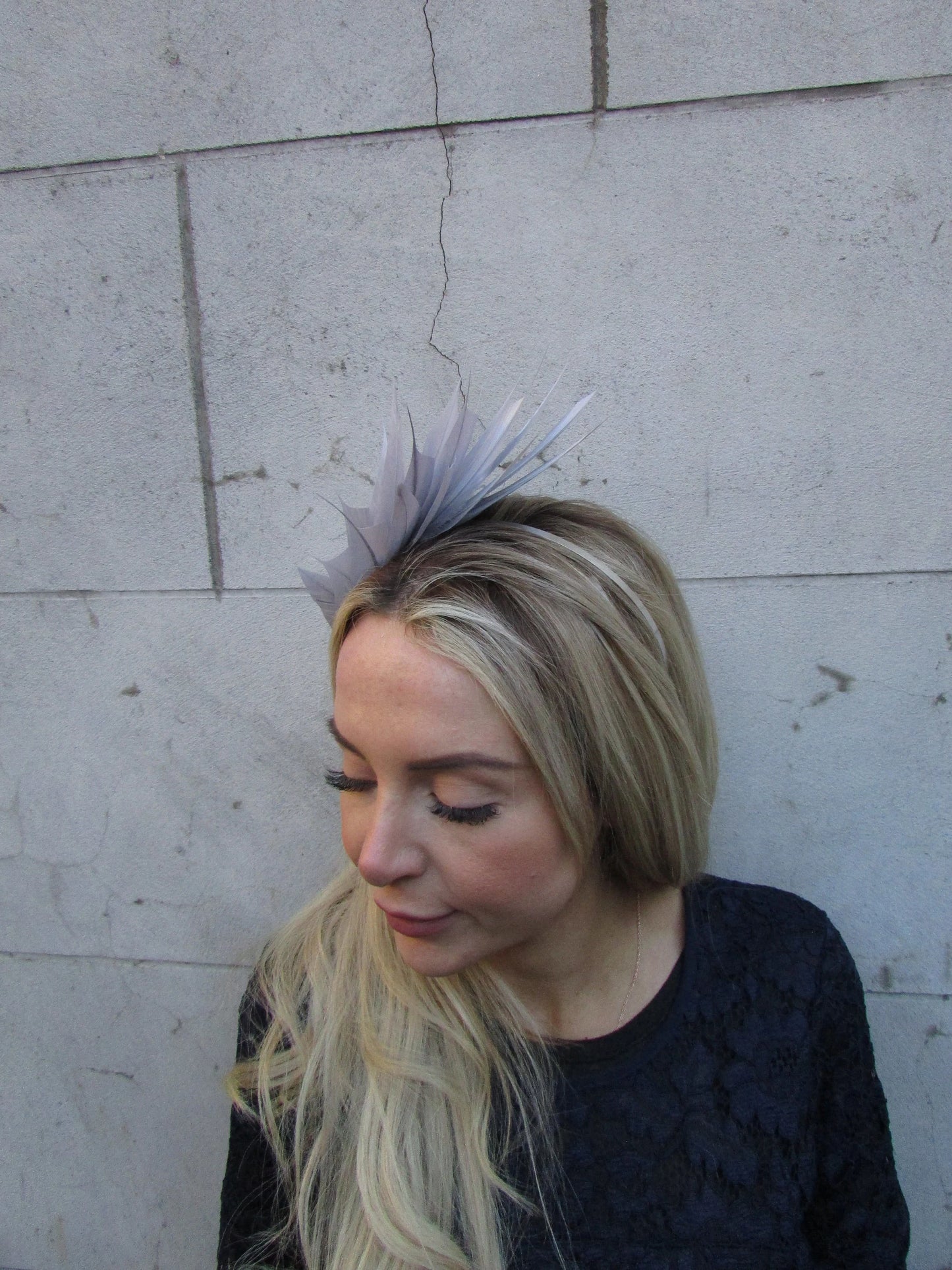 Light Grey Feather Fascinator u12511