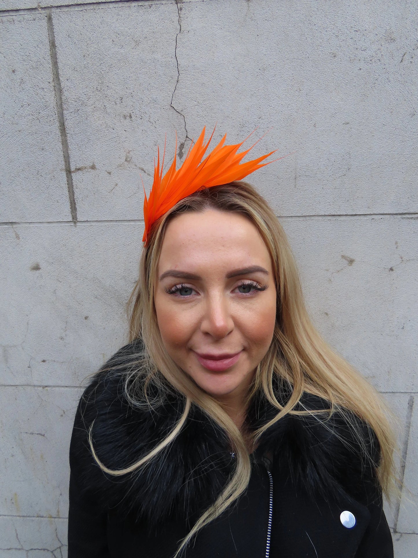 Orange Feather Fascinator u11401
