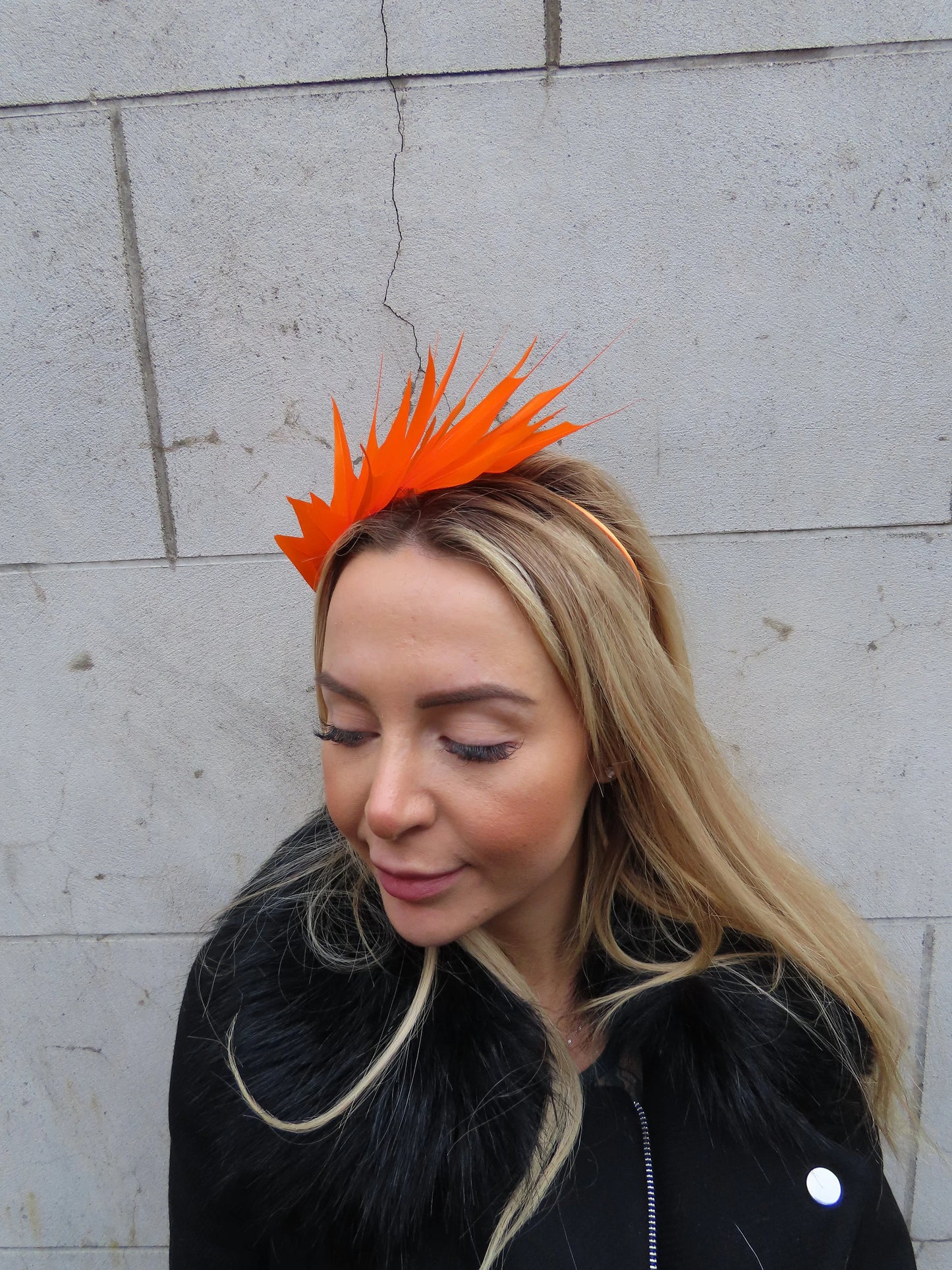 Orange Feather Fascinator u11401
