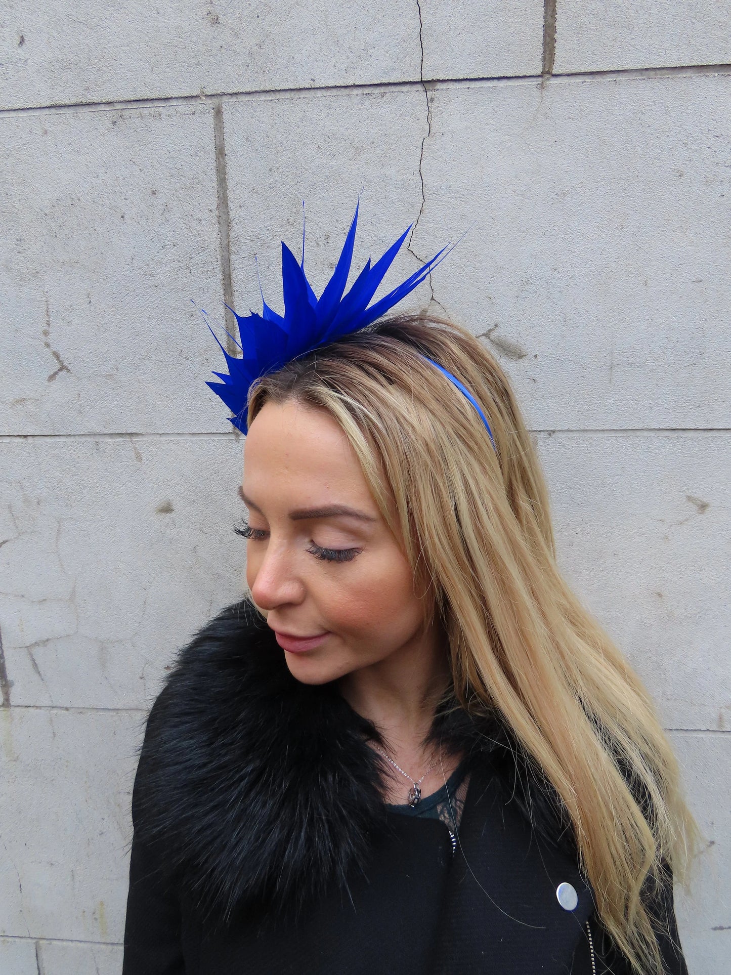 Royal Blue Feather Fascinator u11401