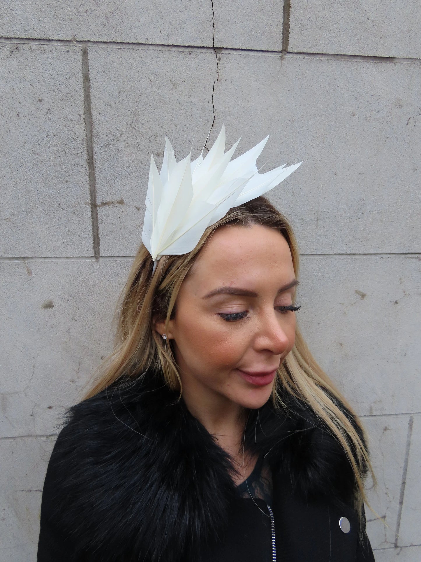 Ivory Light Cream Feather Headpiece