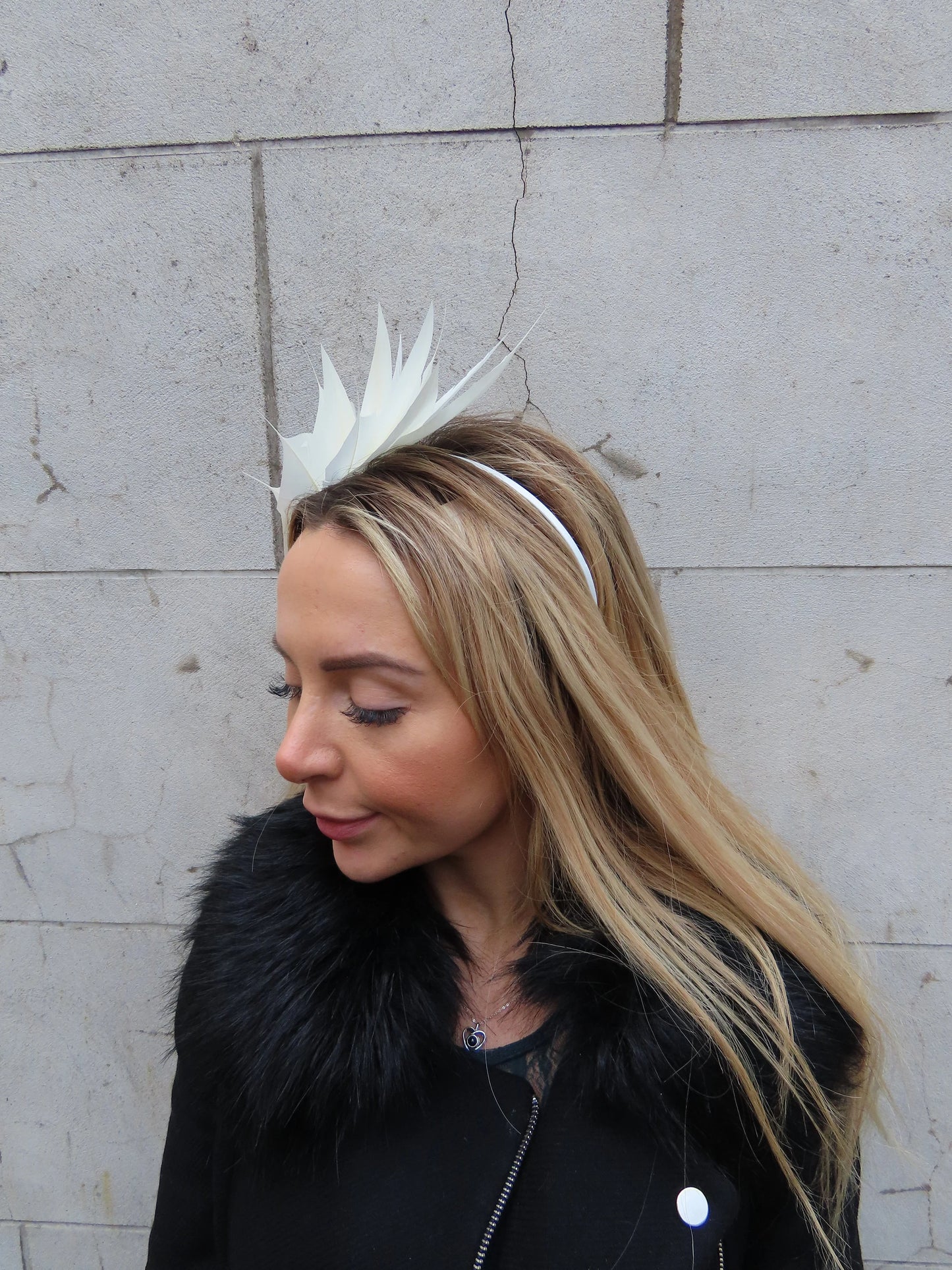Ivory Light Cream Feather Headpiece