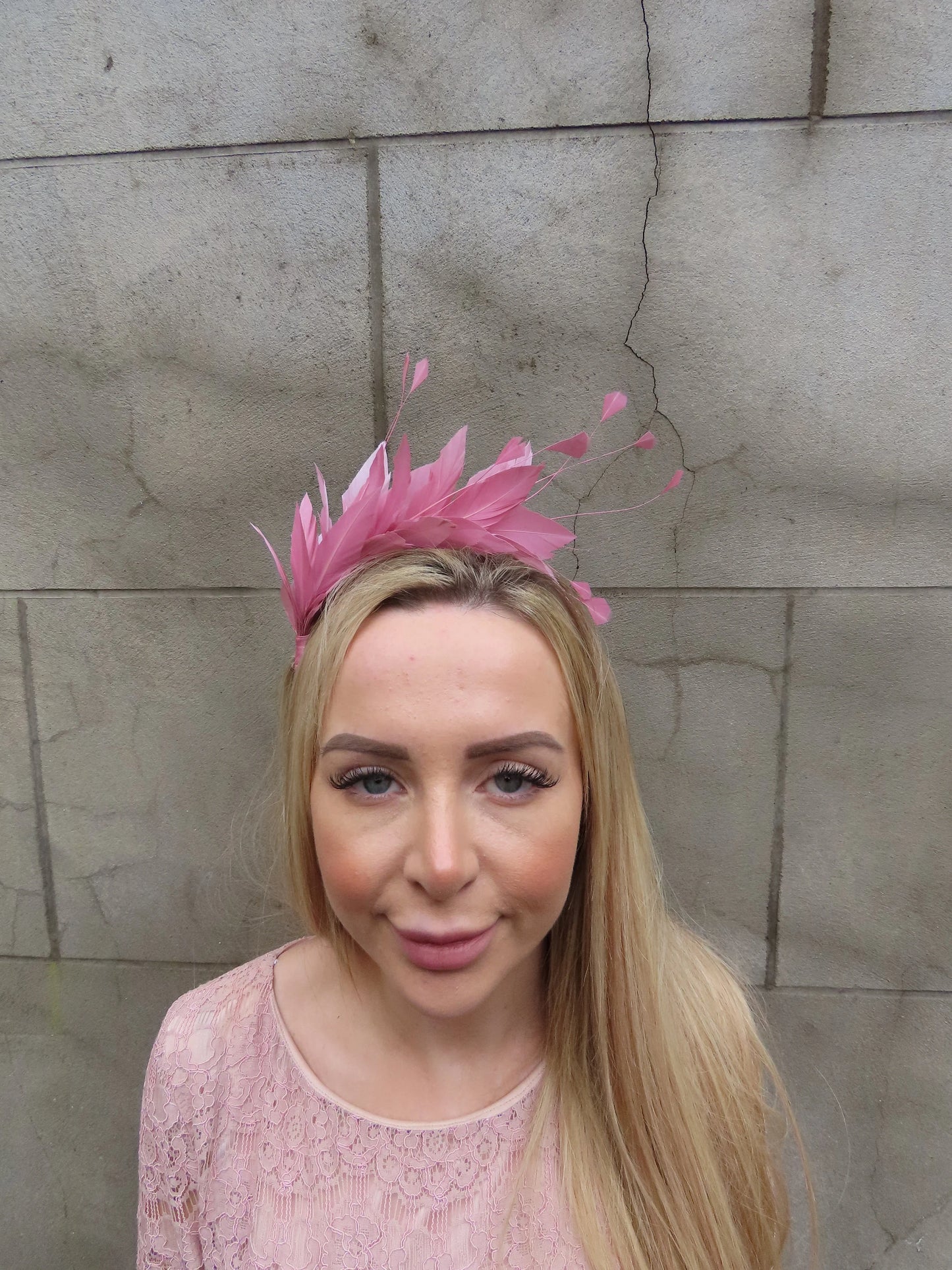 Dusky Pink Feather Fascinator