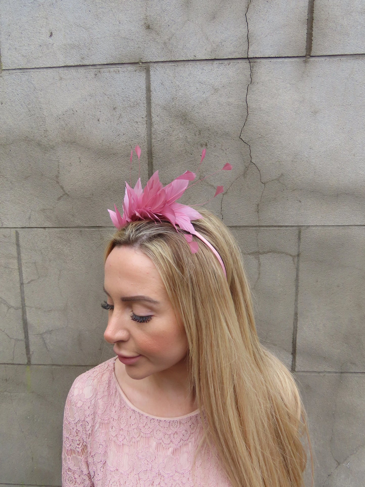 Dusky Pink Feather Fascinator