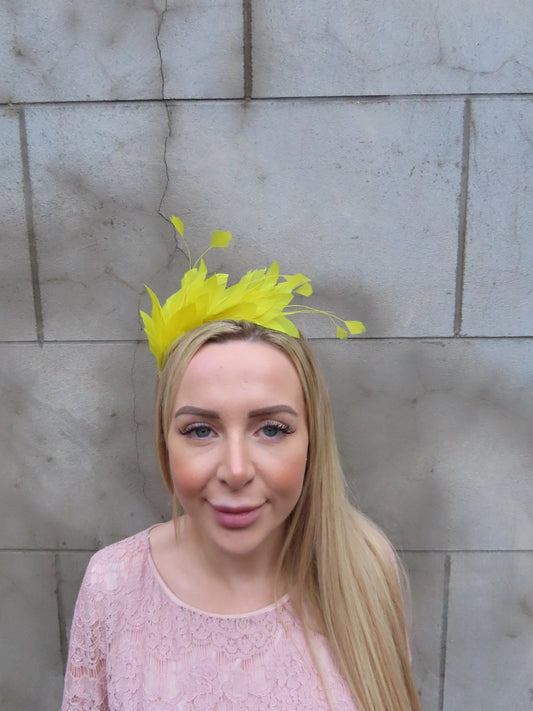 Yellow Feather Fascinator u11002