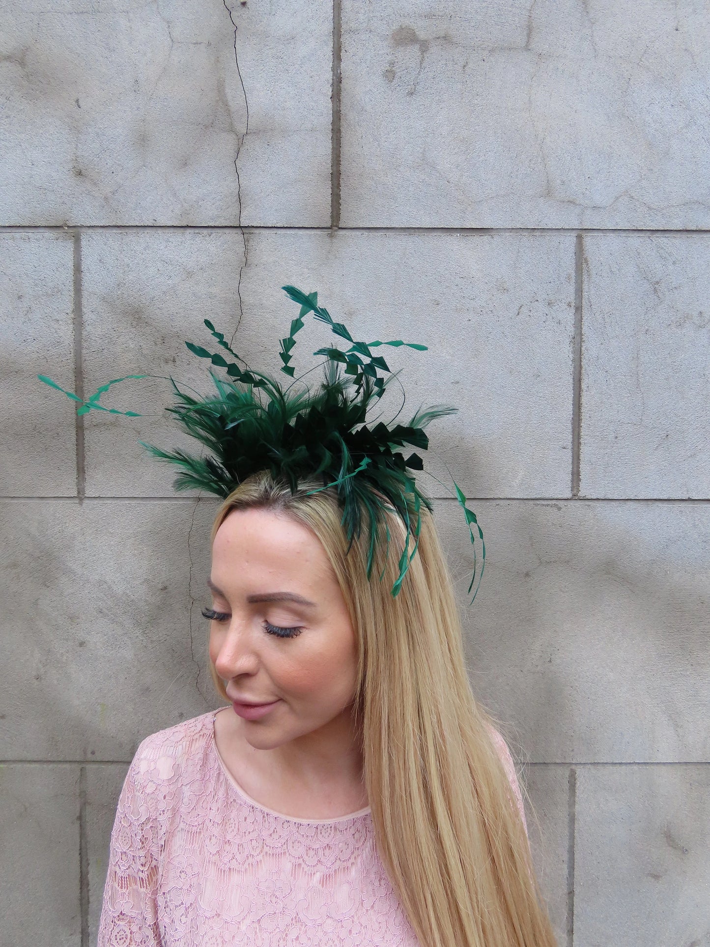 Large Bottle Green Feather Fascinator