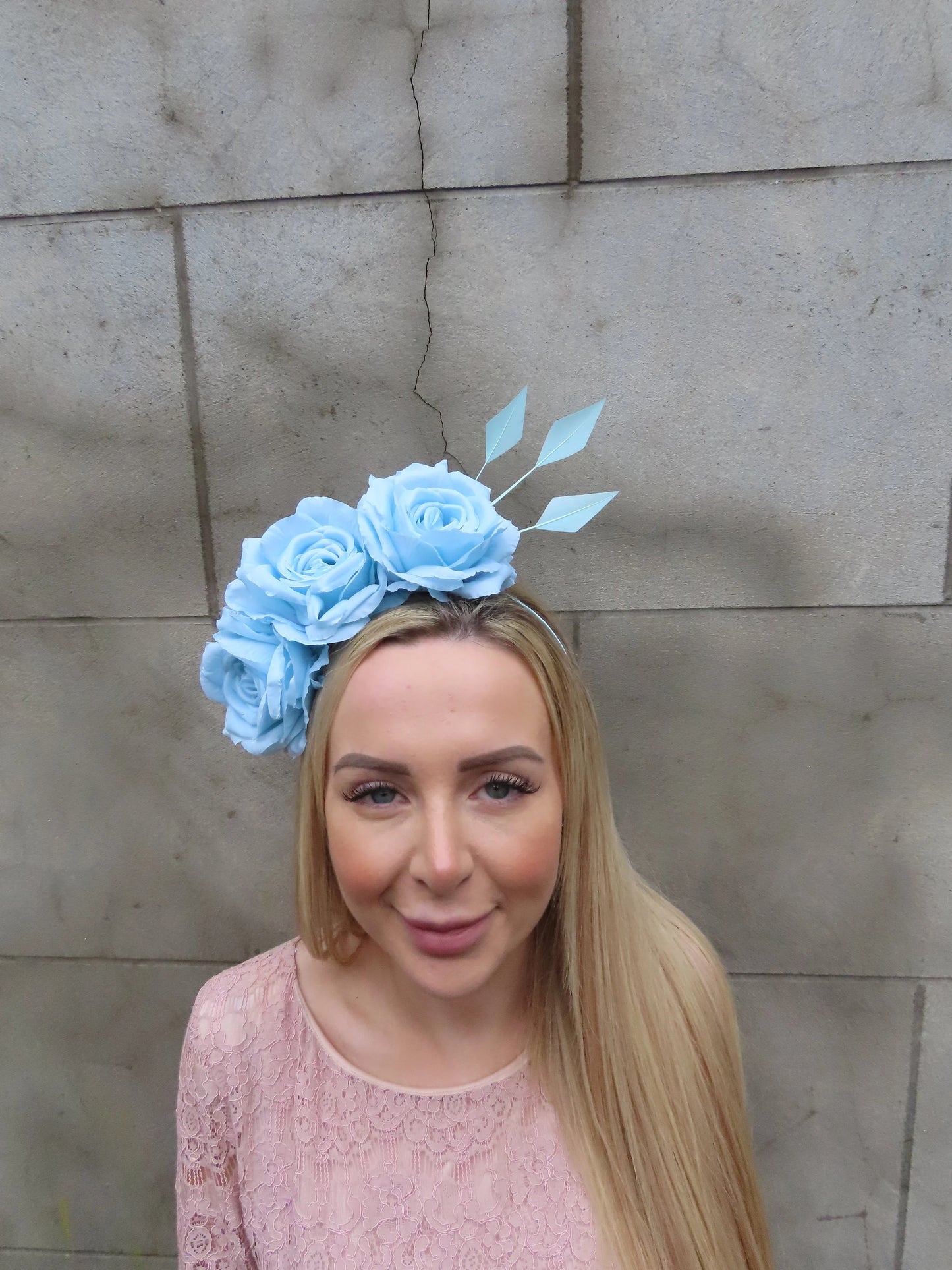 Duck Egg Fascinator Headband with Roses