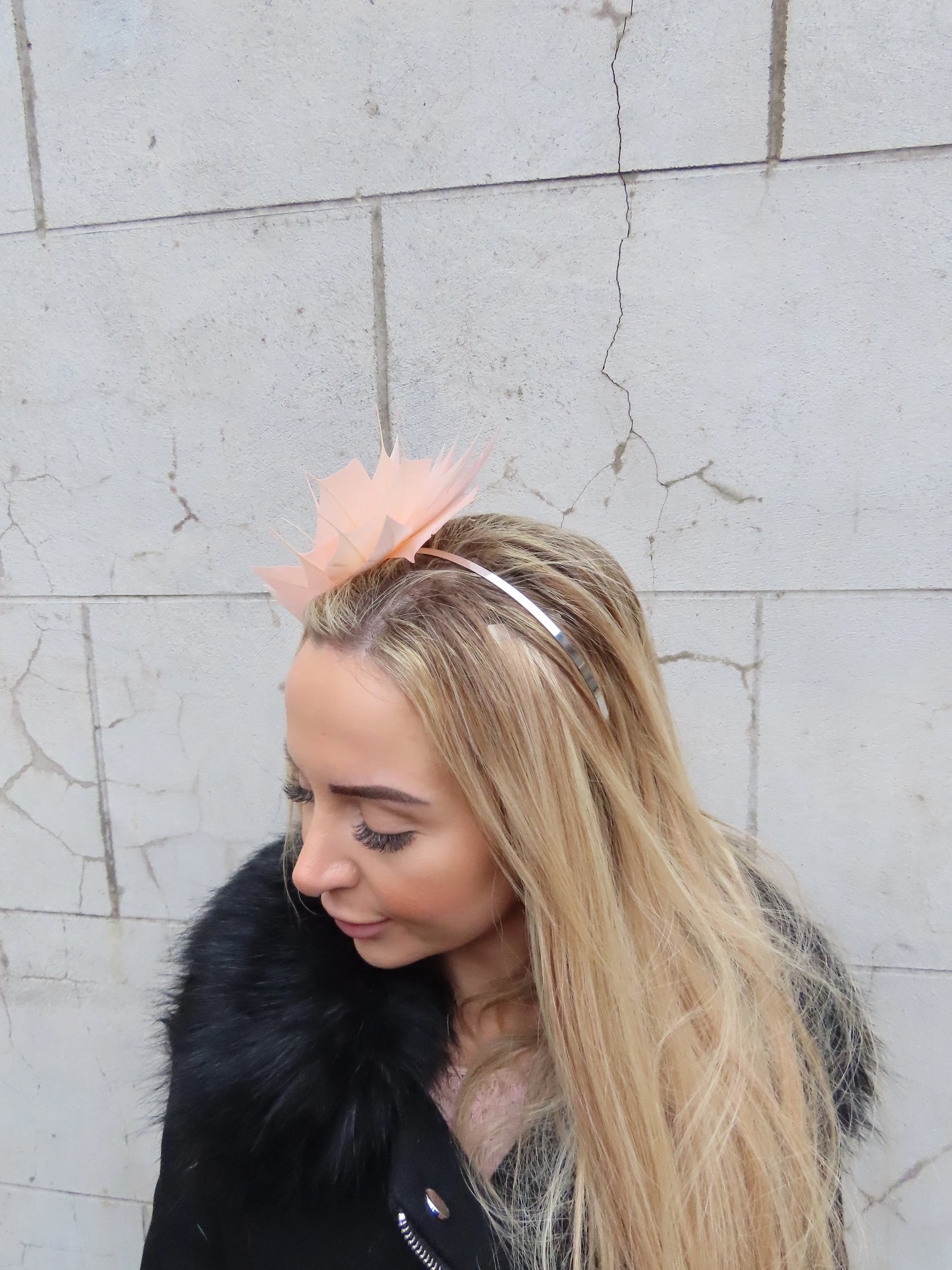 Light Peach Feather Fascinator u12701