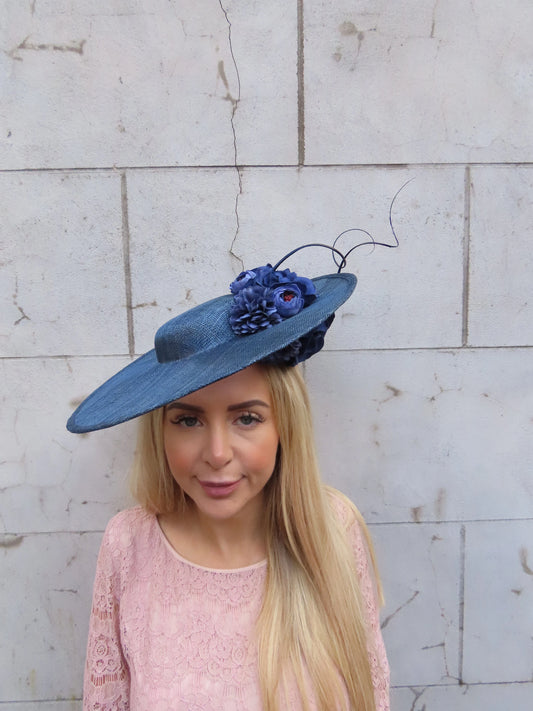 Navy Blue Boater Hat