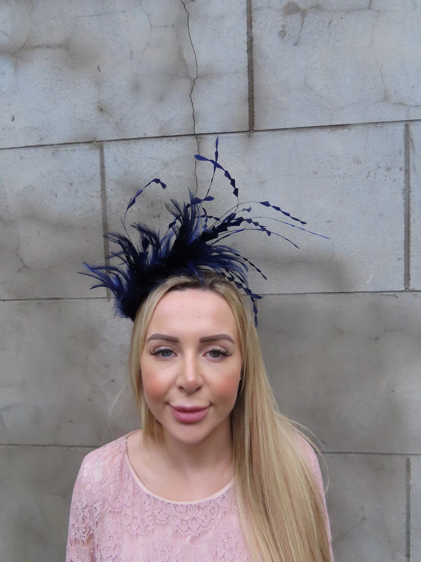 Large Dark Indigo Purple Feather Fascinator
