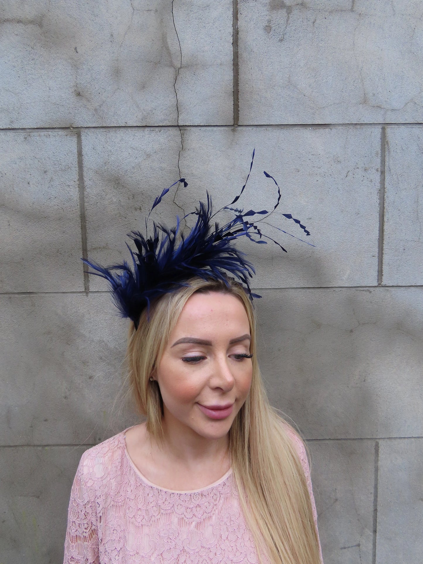 Large Dark Indigo Purple Feather Fascinator