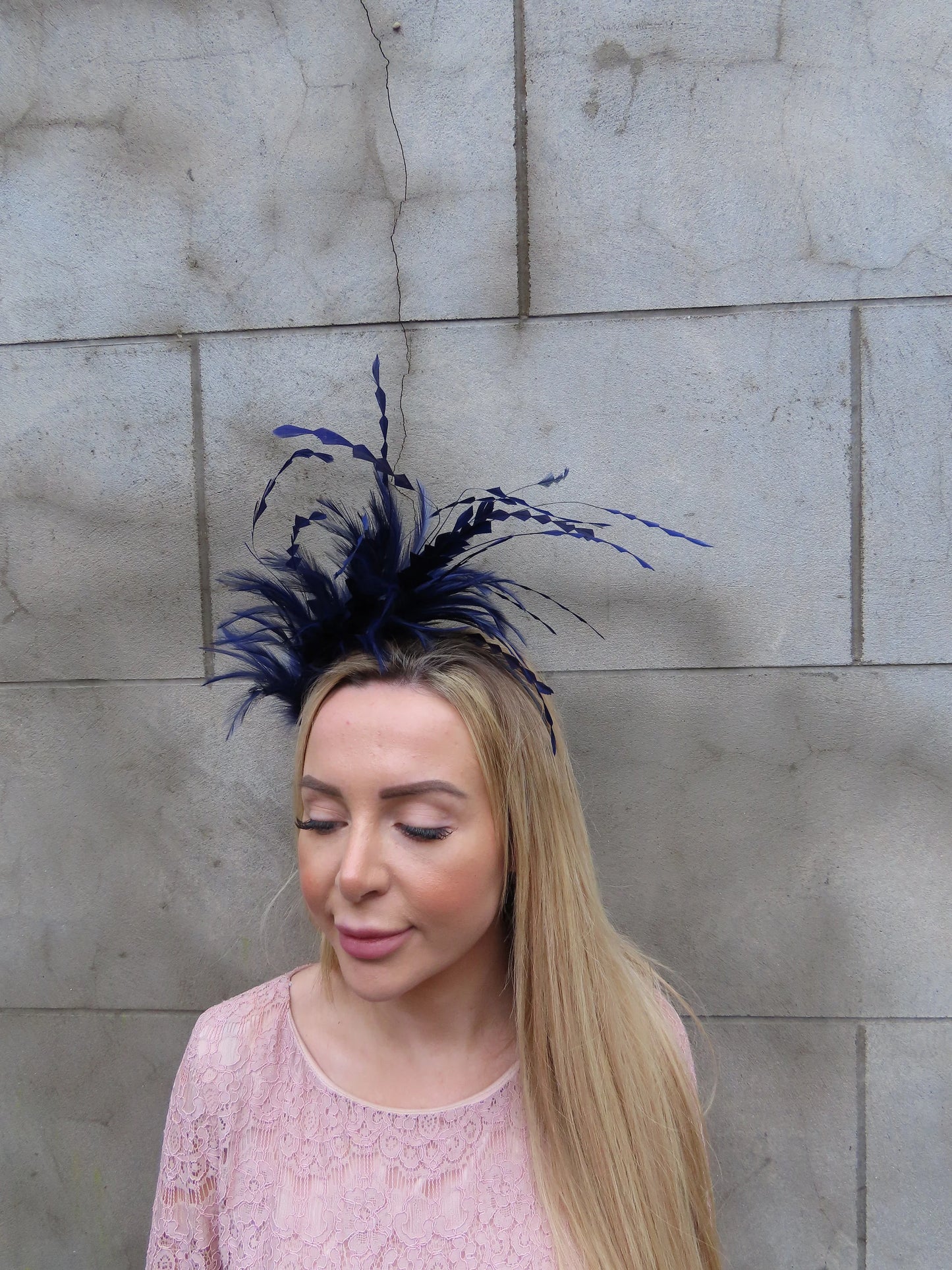 Large Dark Indigo Purple Feather Fascinator
