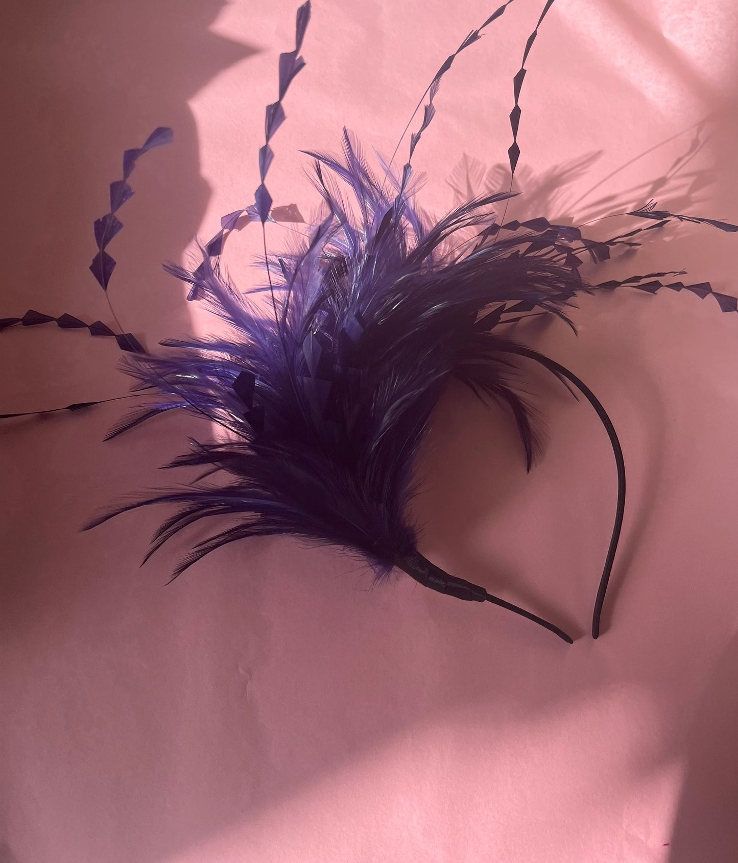 Large Dark Indigo Purple Feather Fascinator