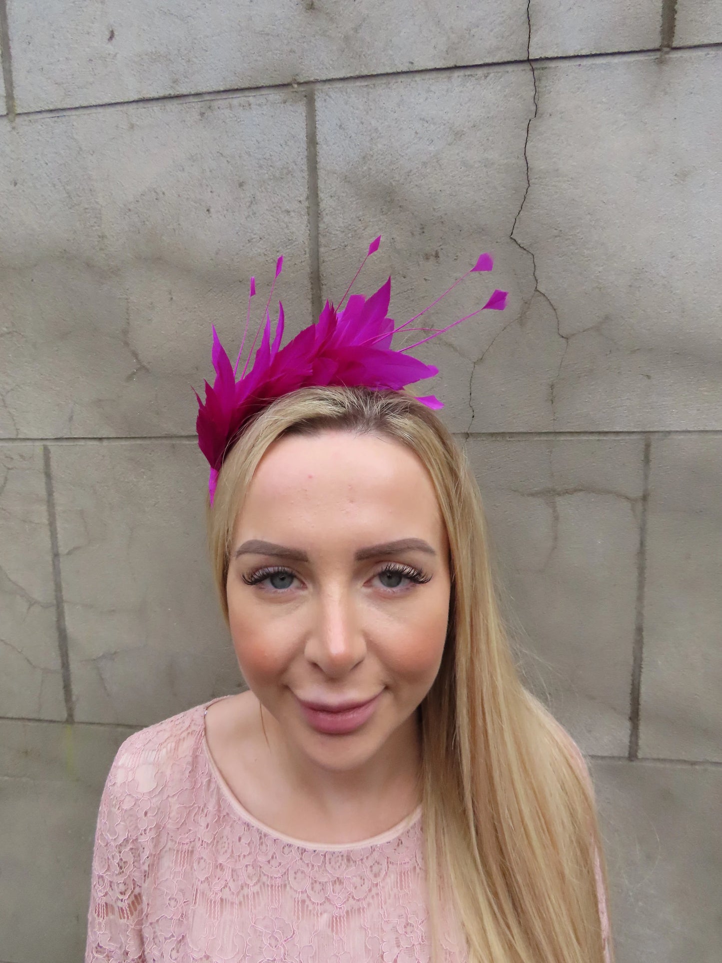 Magenta Feather Fascinator ps-18