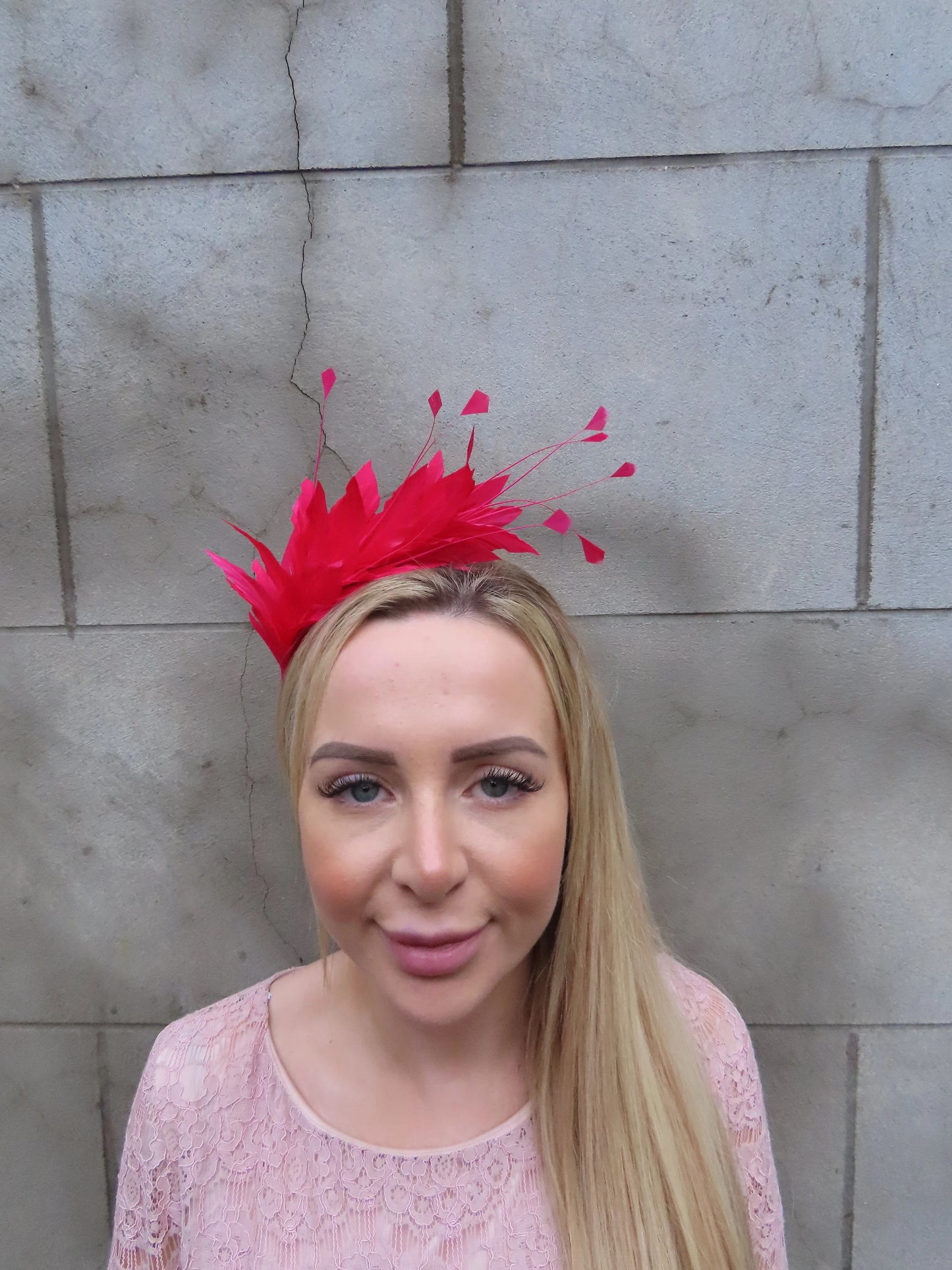 Fuchsia Feather Fascinator