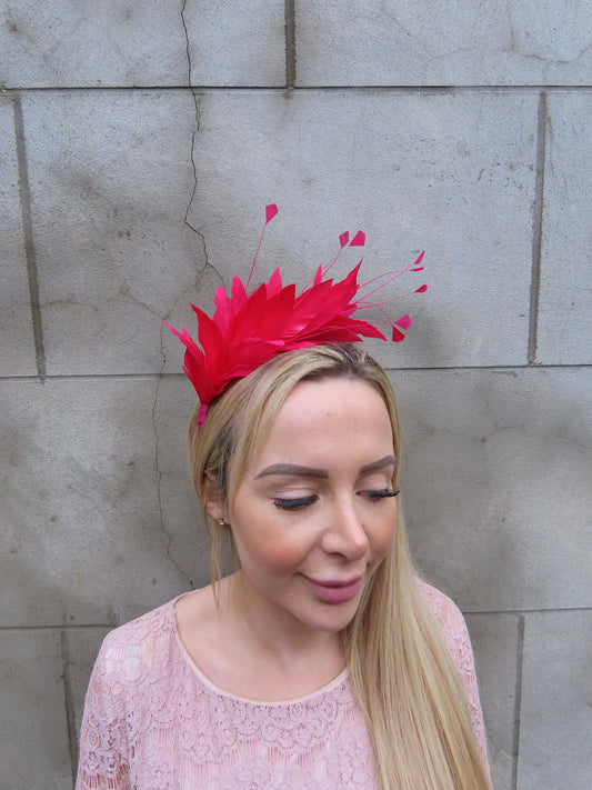 Fuchsia Feather Fascinator