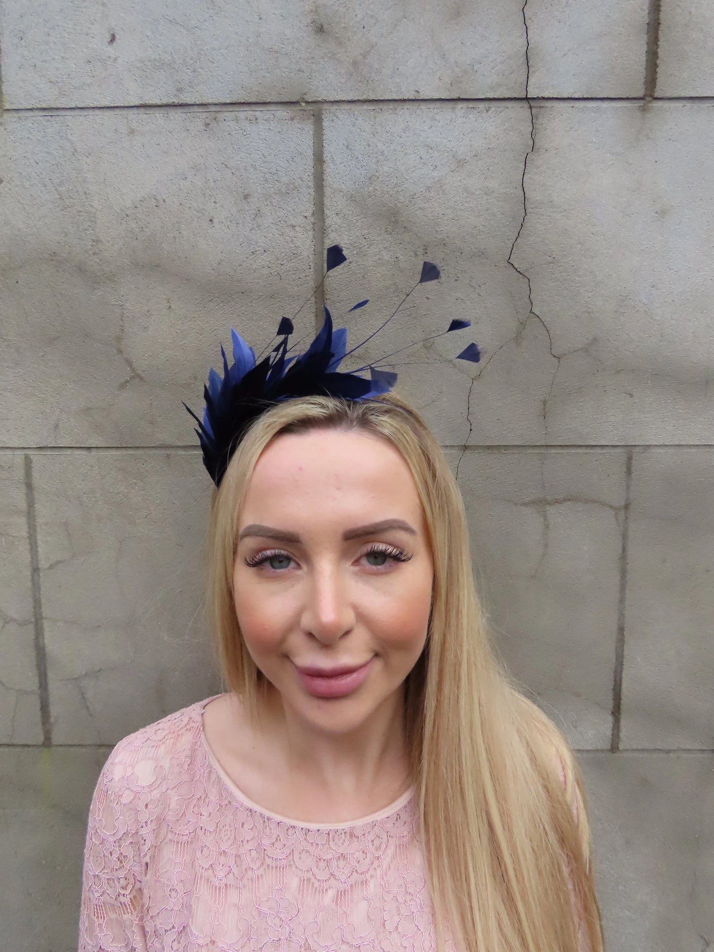 Navy Blue Feather Fascinator u11002