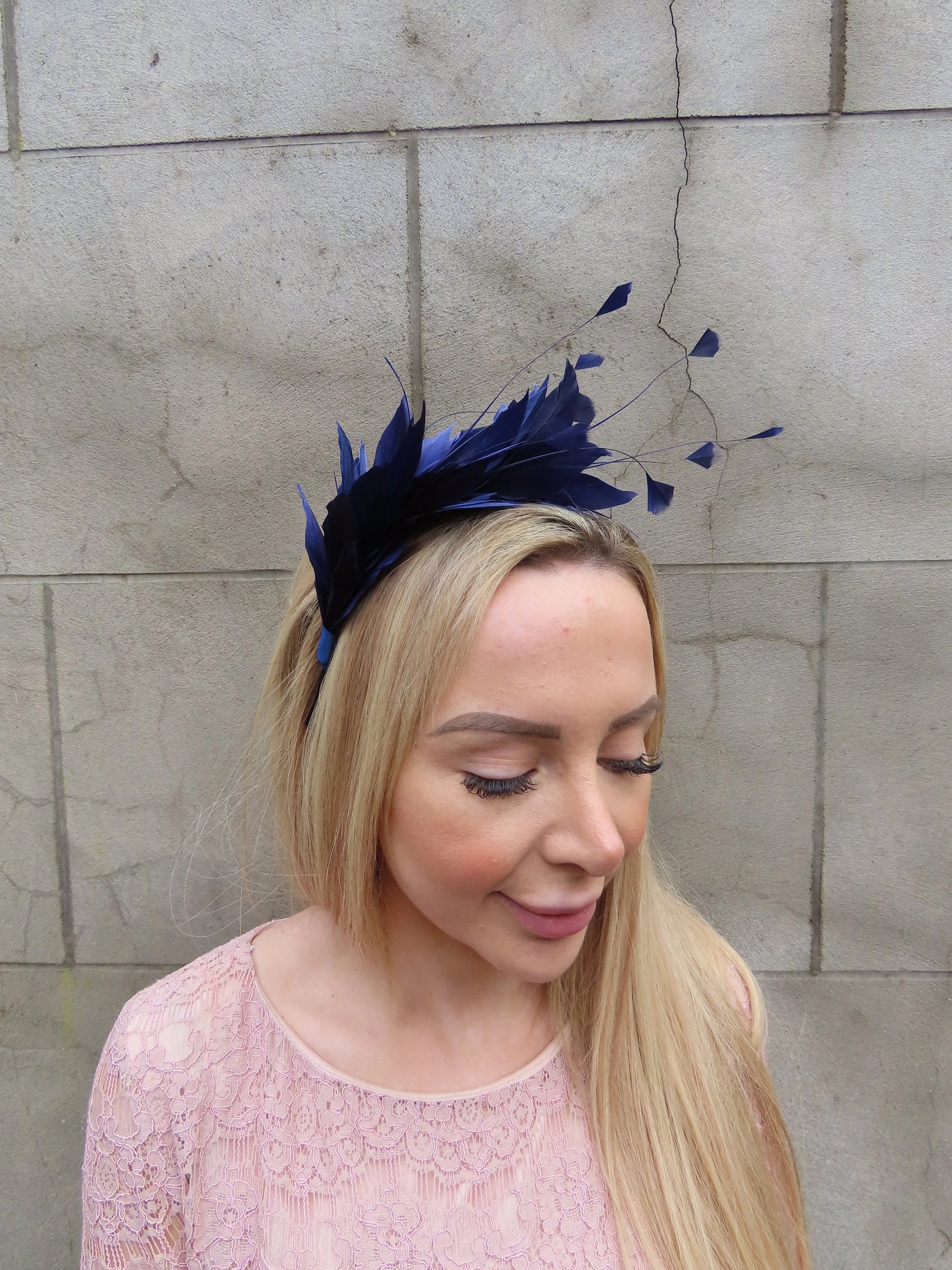 Navy Blue Feather Fascinator u11002
