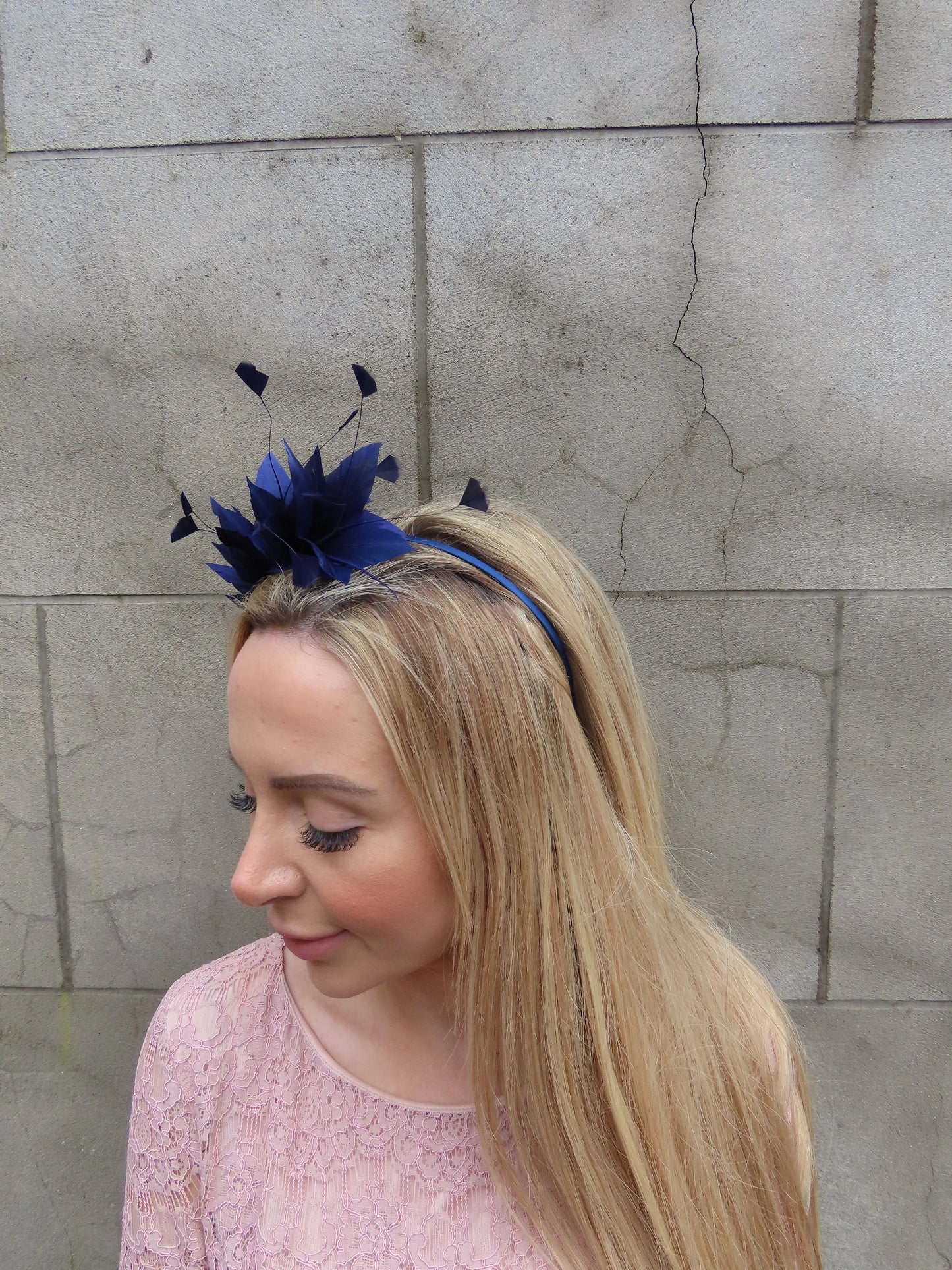 Navy Blue Feather Fascinator u11002