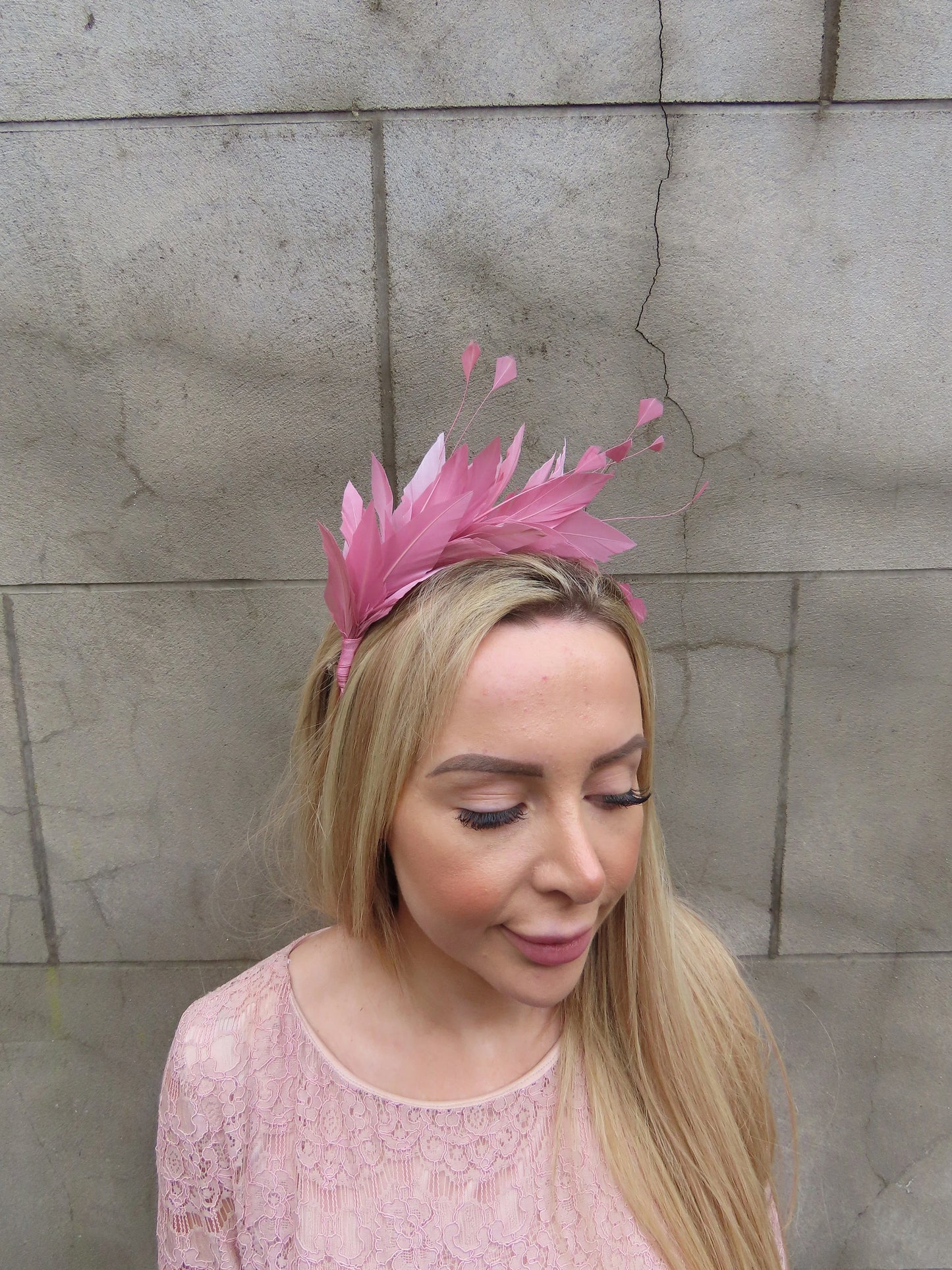 Dusky Pink Feather Fascinator
