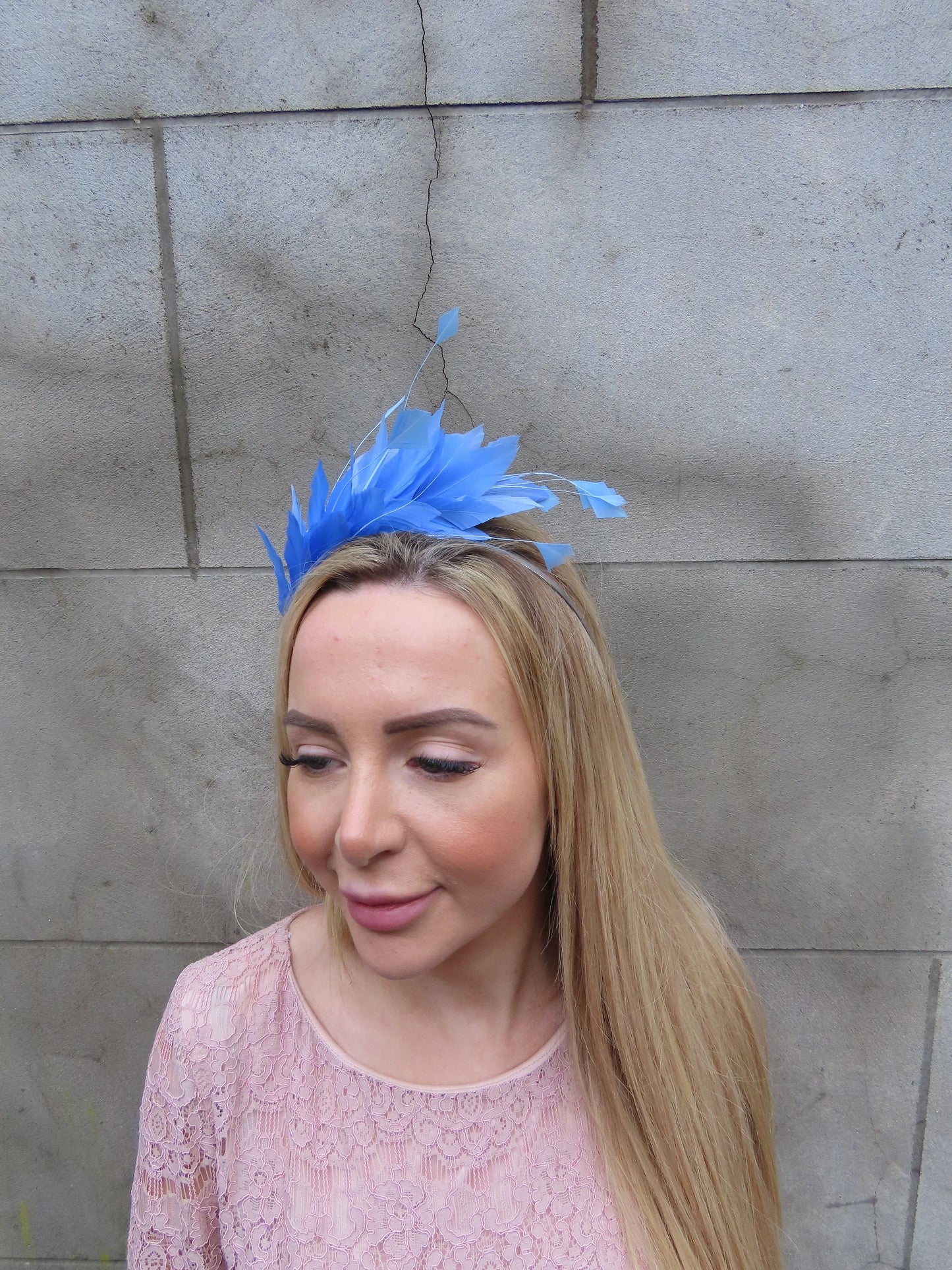 Light Cornflower Blue Feather Fascinator