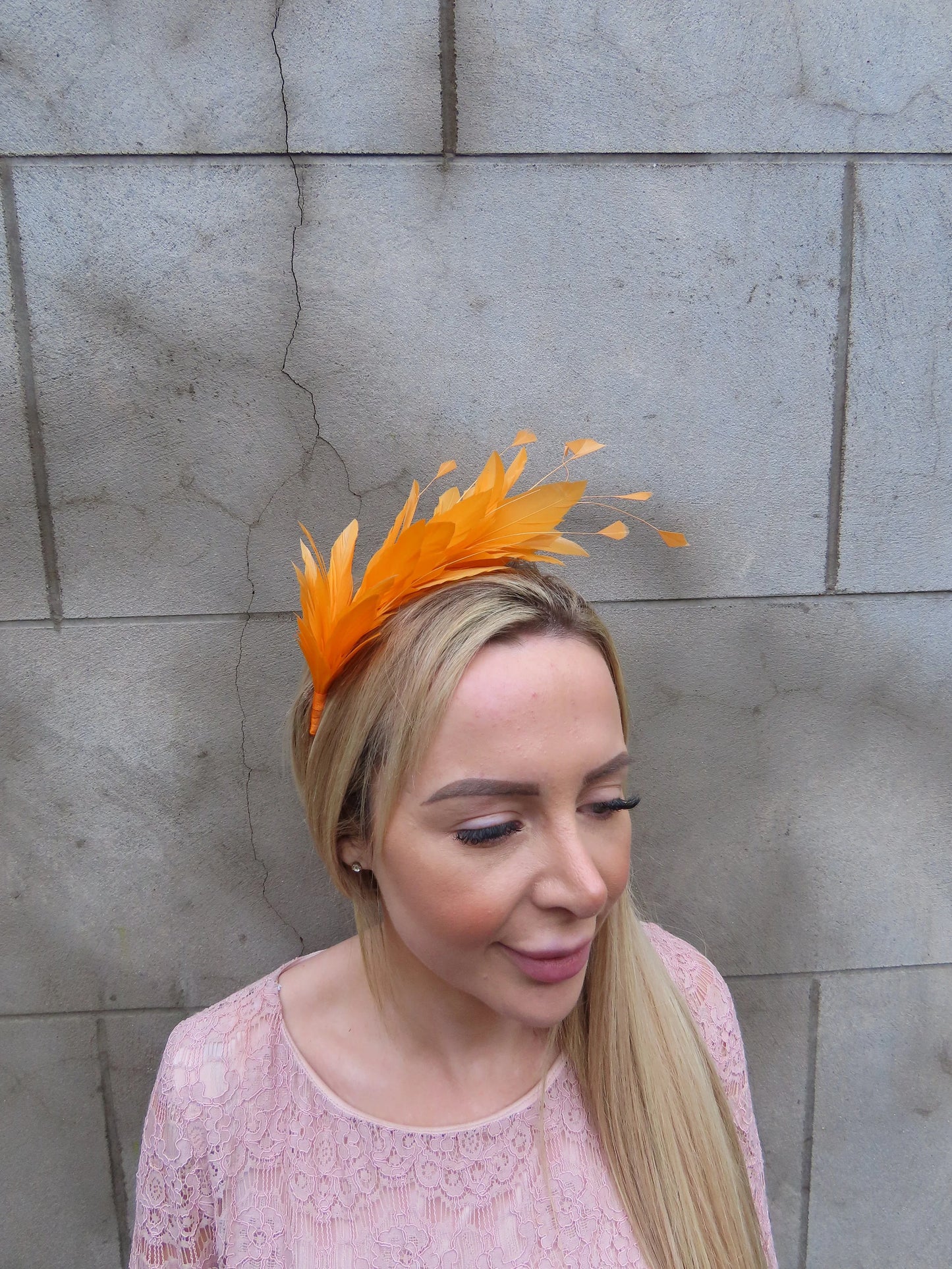 Light Orange Feather Fascinator ps-7