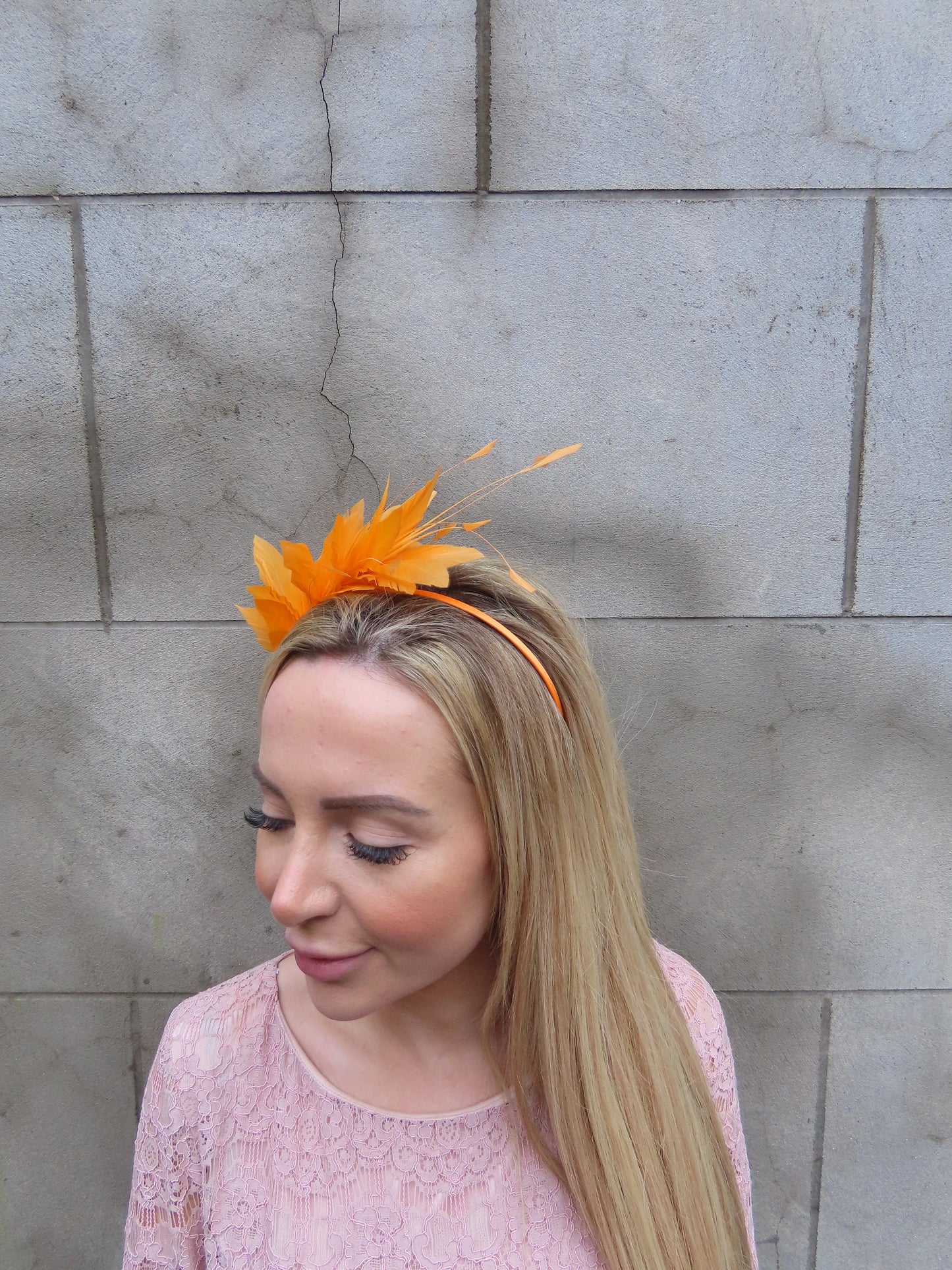 Light Orange Feather Fascinator ps-7