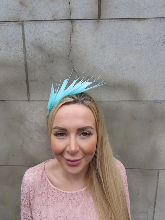 Light Duck Egg Blue Feather Fascinator u11002