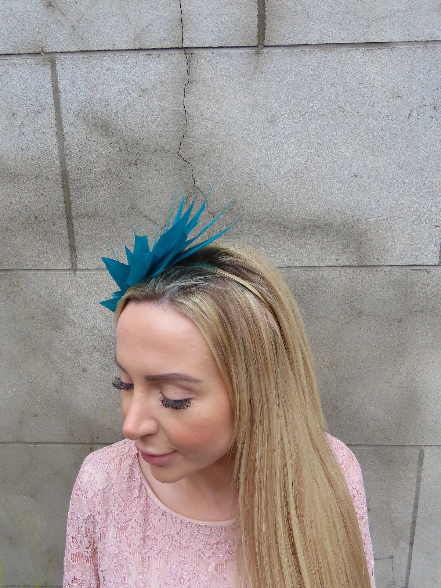 Teal Blue Feather Fascinator u11002