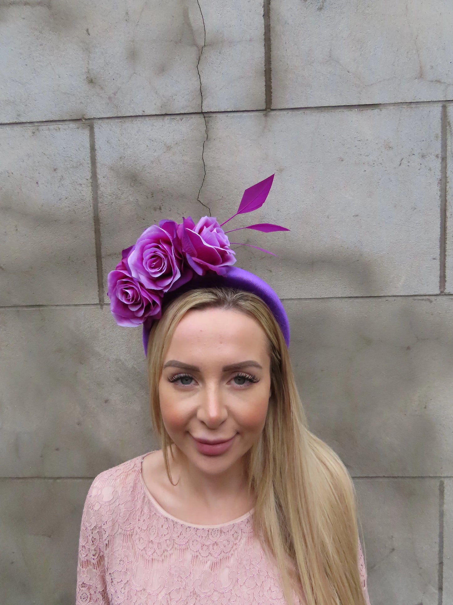 Plum Rose & Feather Headpiece