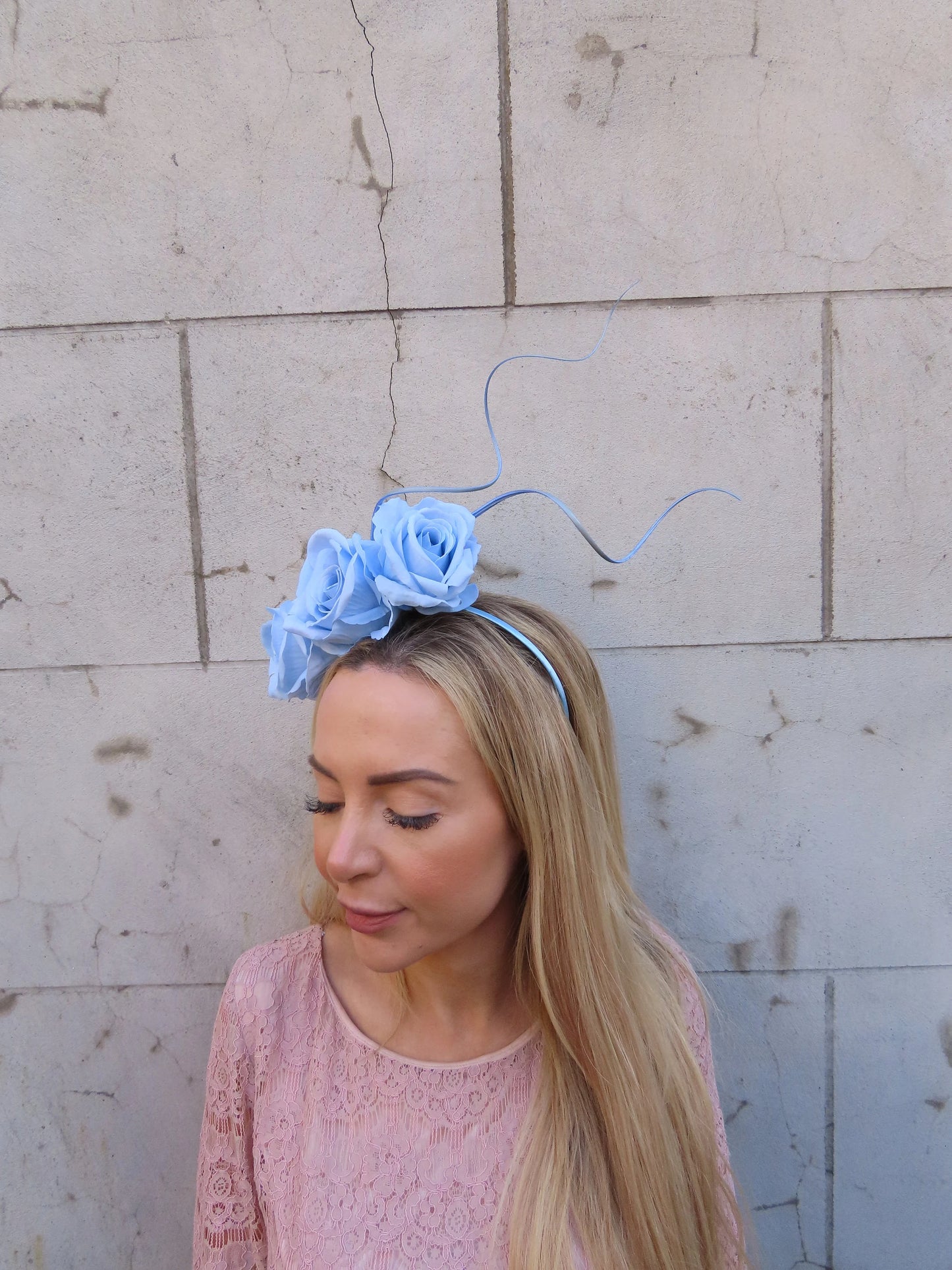 Light Blue Rose Flower Hairband