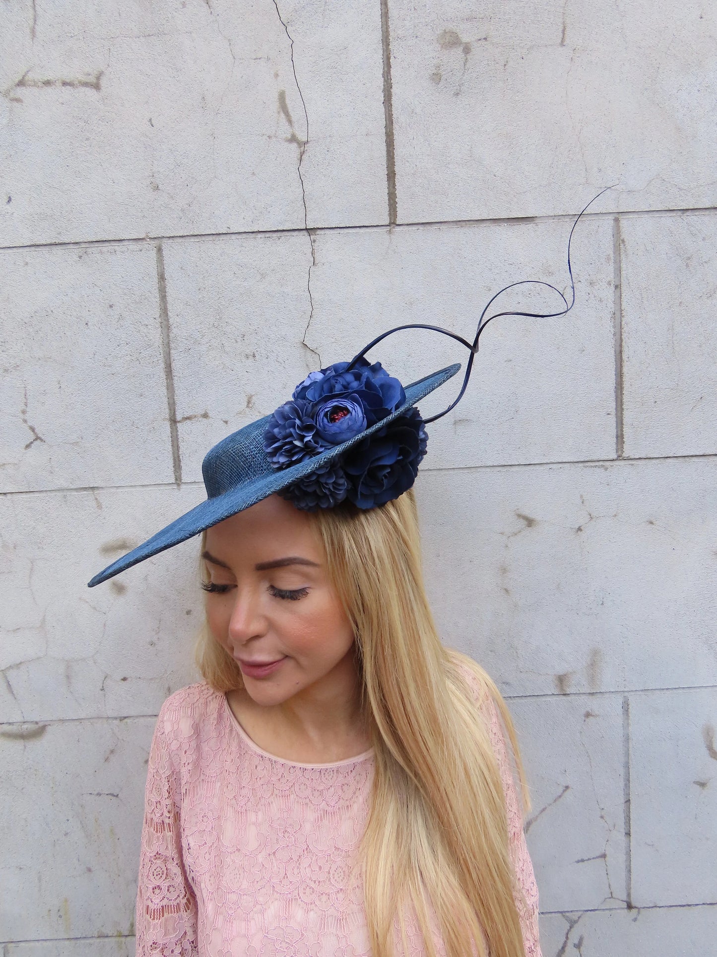 Navy Blue Boater Hat