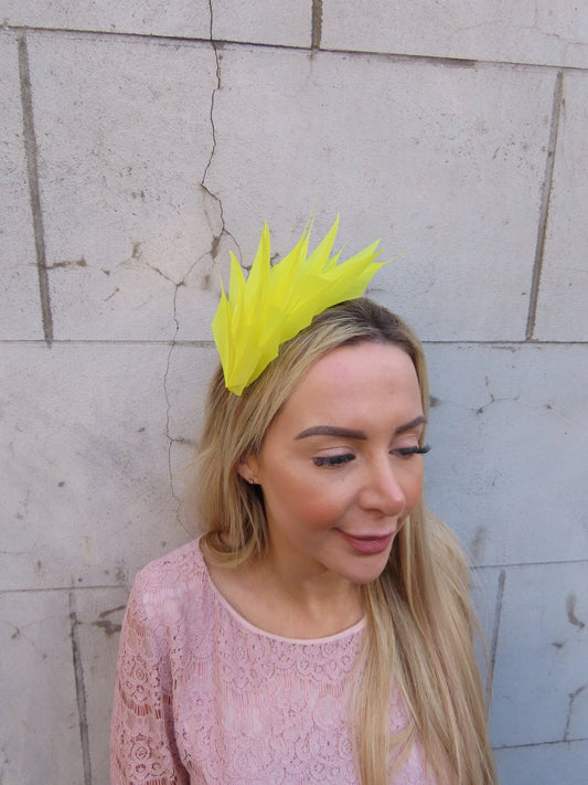 Yellow Feather Fascinator Headband