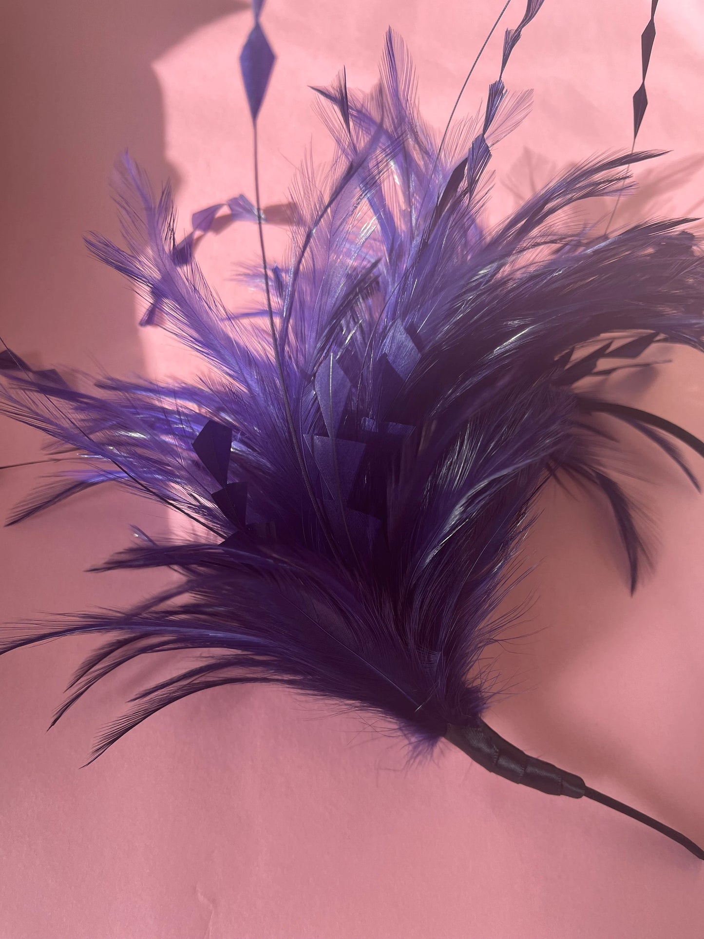 Large Dark Indigo Purple Feather Fascinator