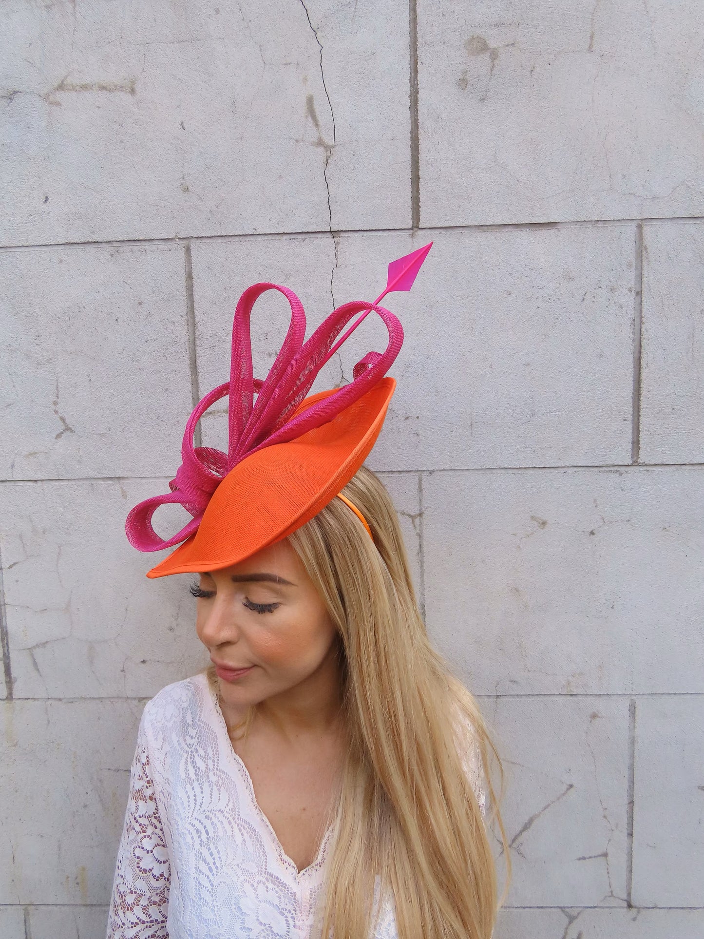 Large Orange & Magenta Teardrop Hatinator