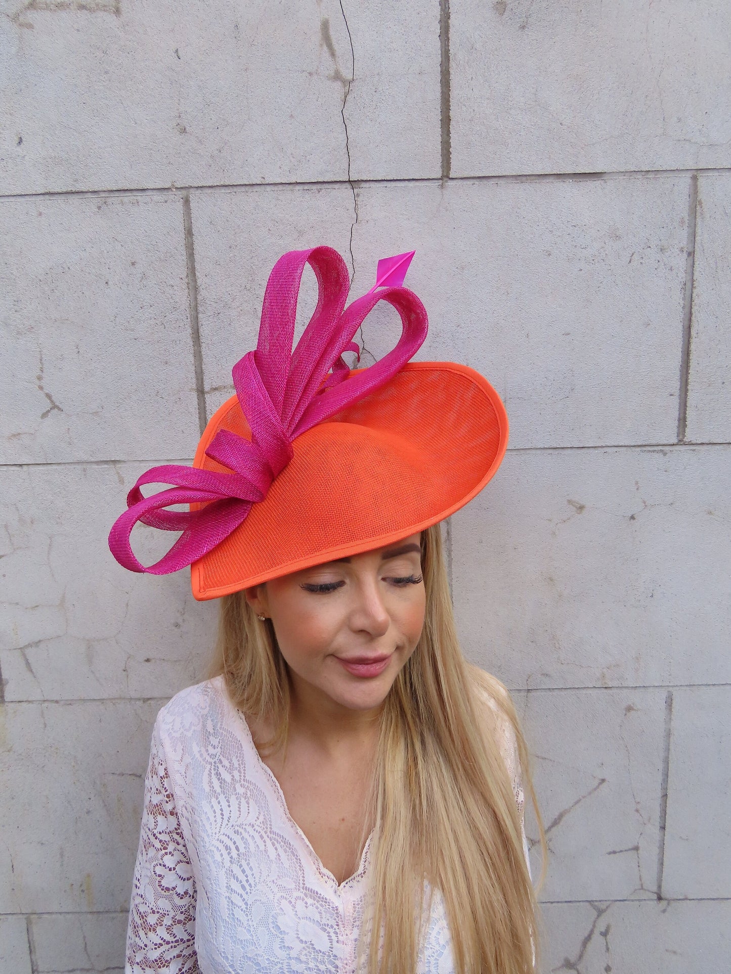 Large Orange & Magenta Teardrop Hatinator