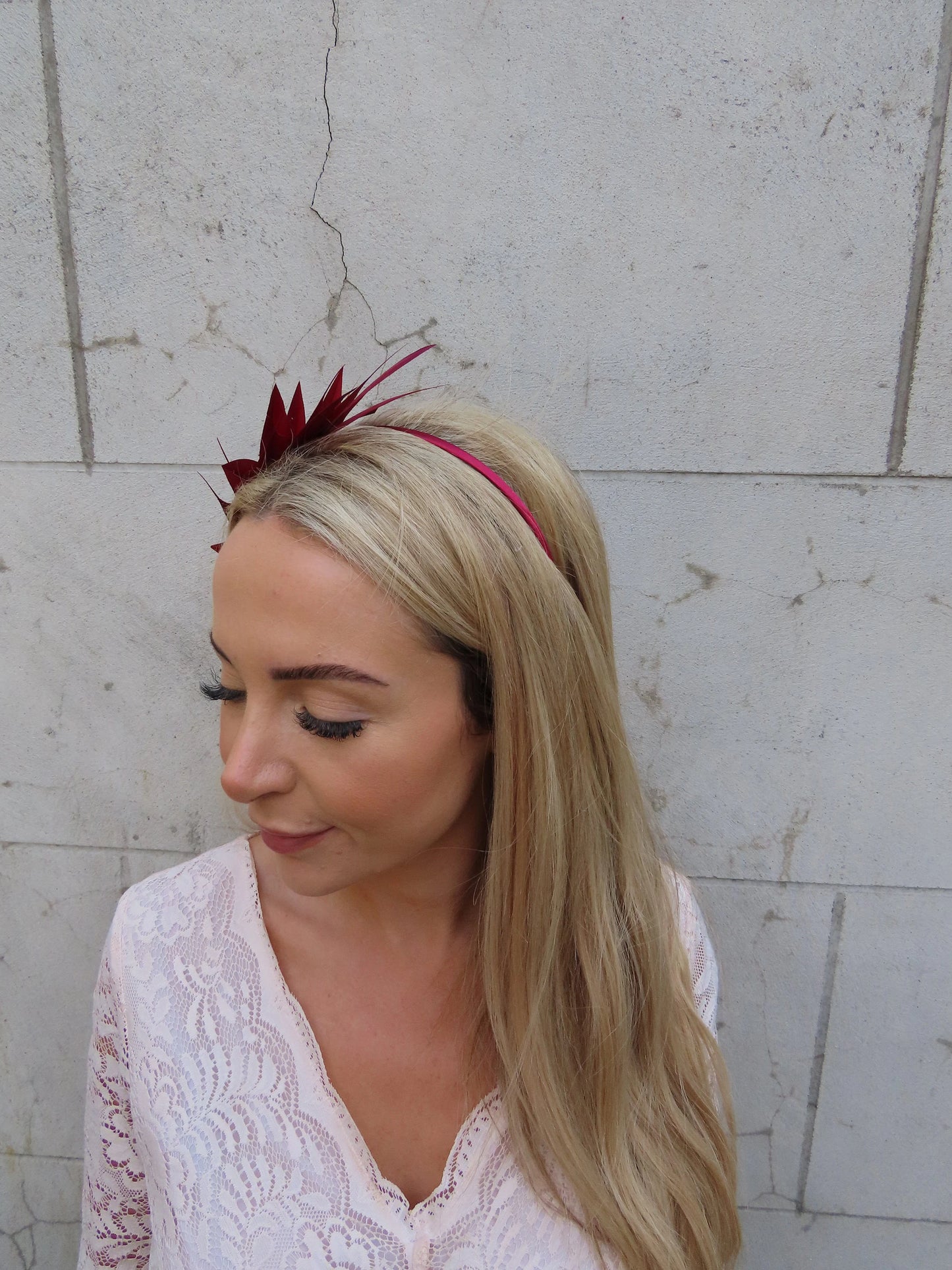 Burgundy Feather Headpiece