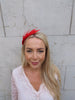 Bright Red Feather Fascinator Thin Headband