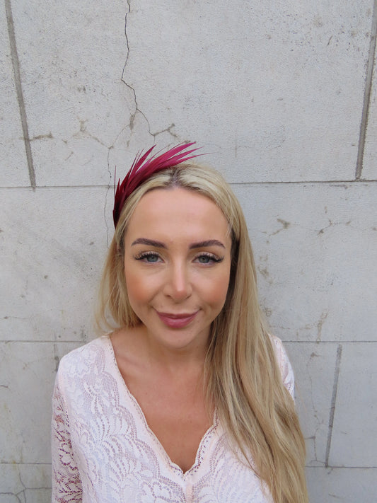 Burgundy Feather Headpiece