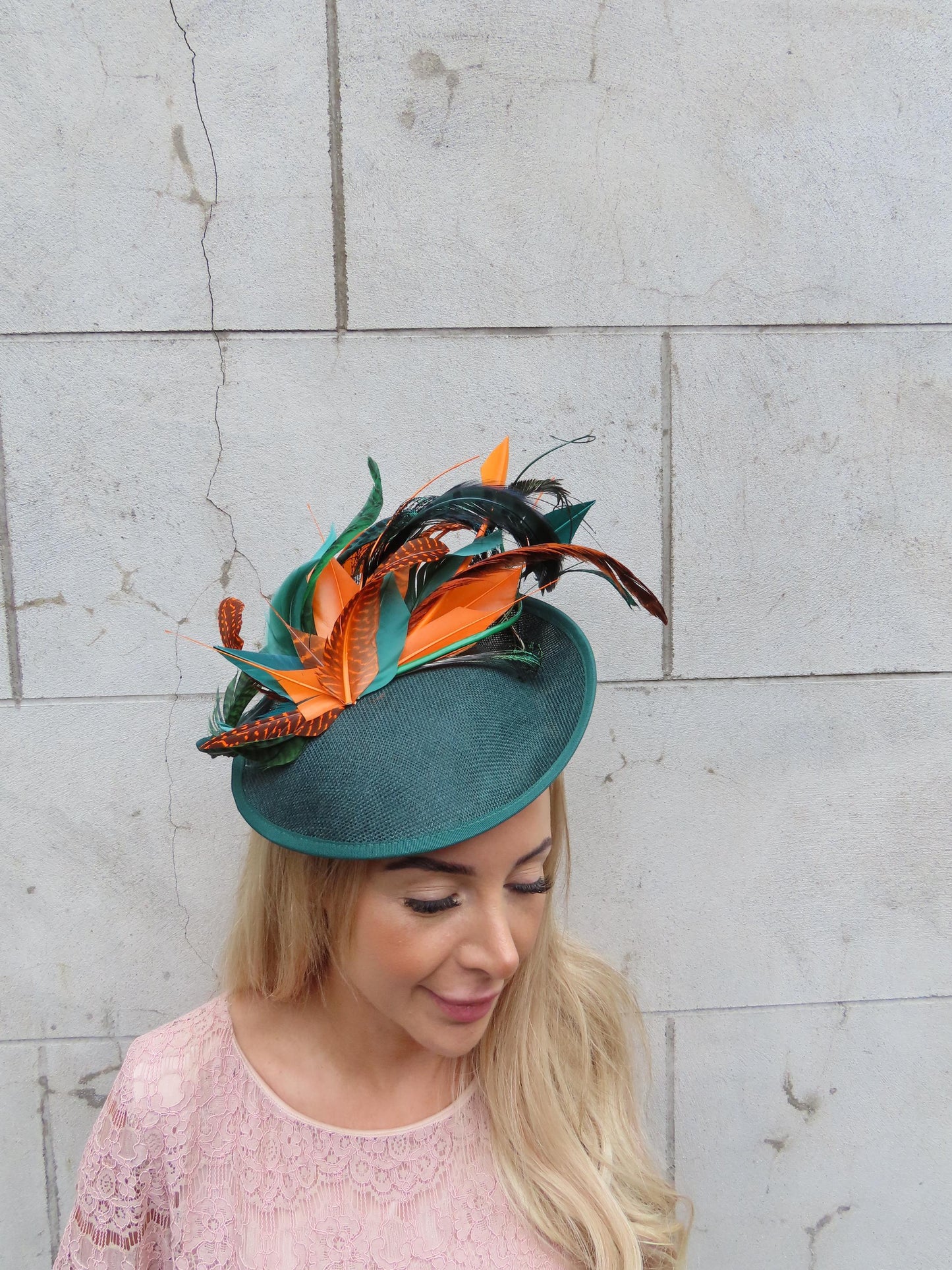 Bottle Green & Orange Pheasant Hatinator