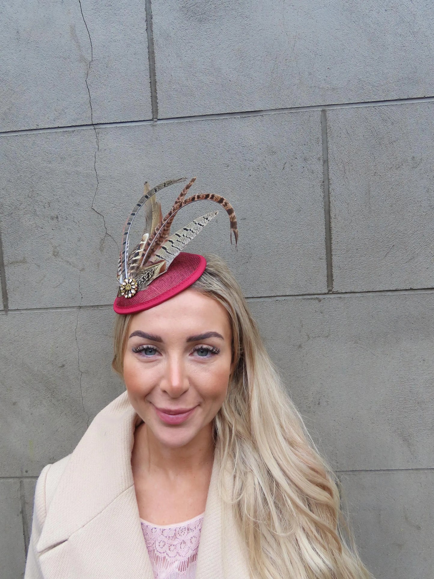Burgundy, Gold & Brown Pheasant Pillbox