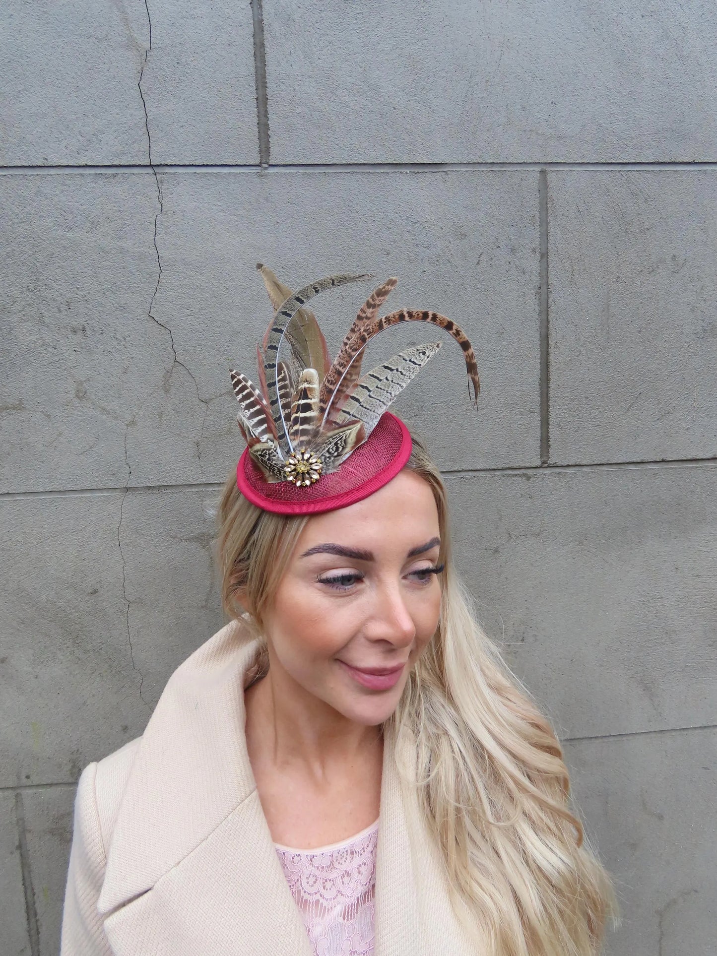 Burgundy, Gold & Brown Pheasant Pillbox