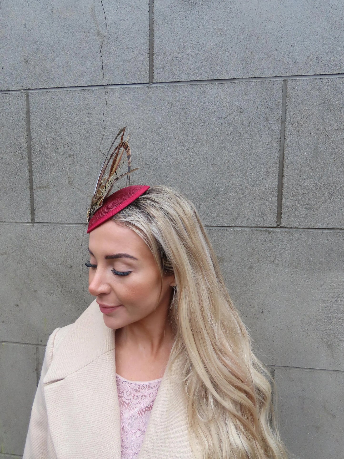 Burgundy, Gold & Brown Pheasant Pillbox