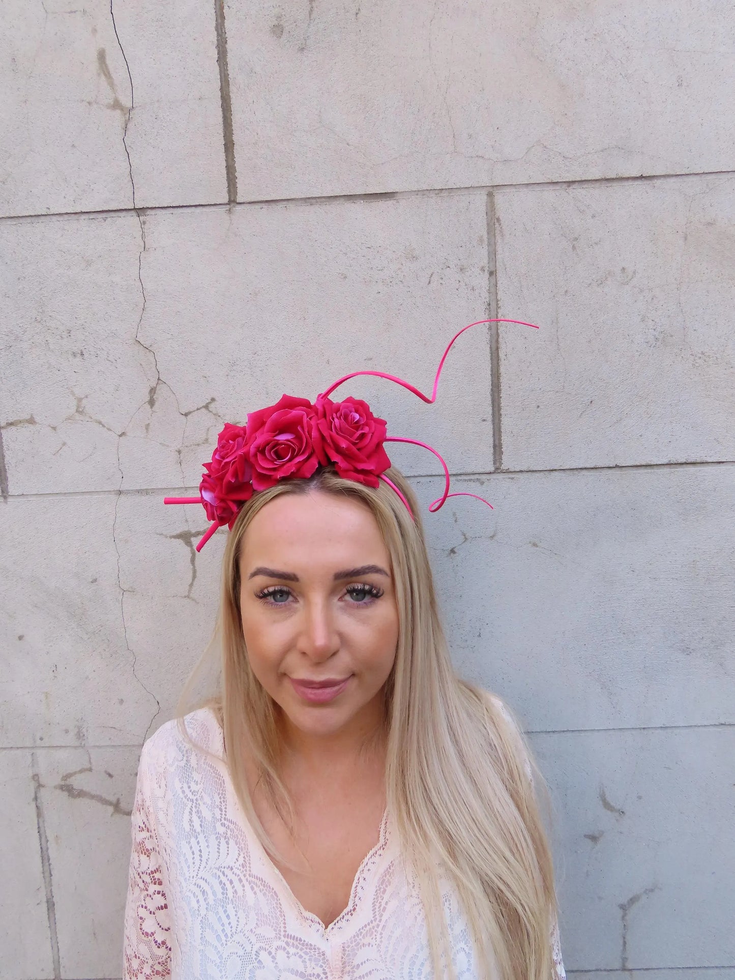 Fuchsia Pink Rose Flower Headpiece