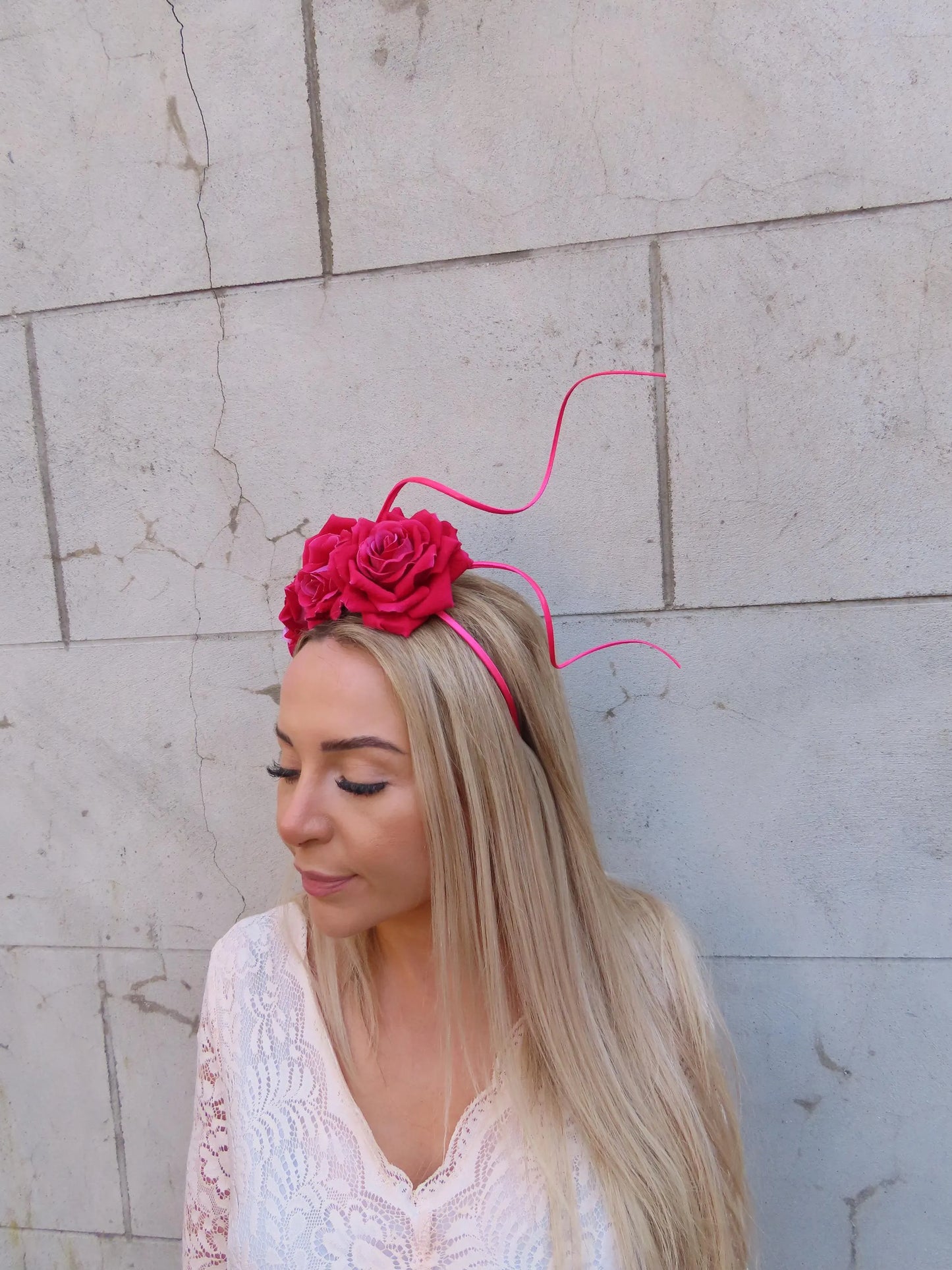 Fuchsia Pink Rose Flower Headpiece