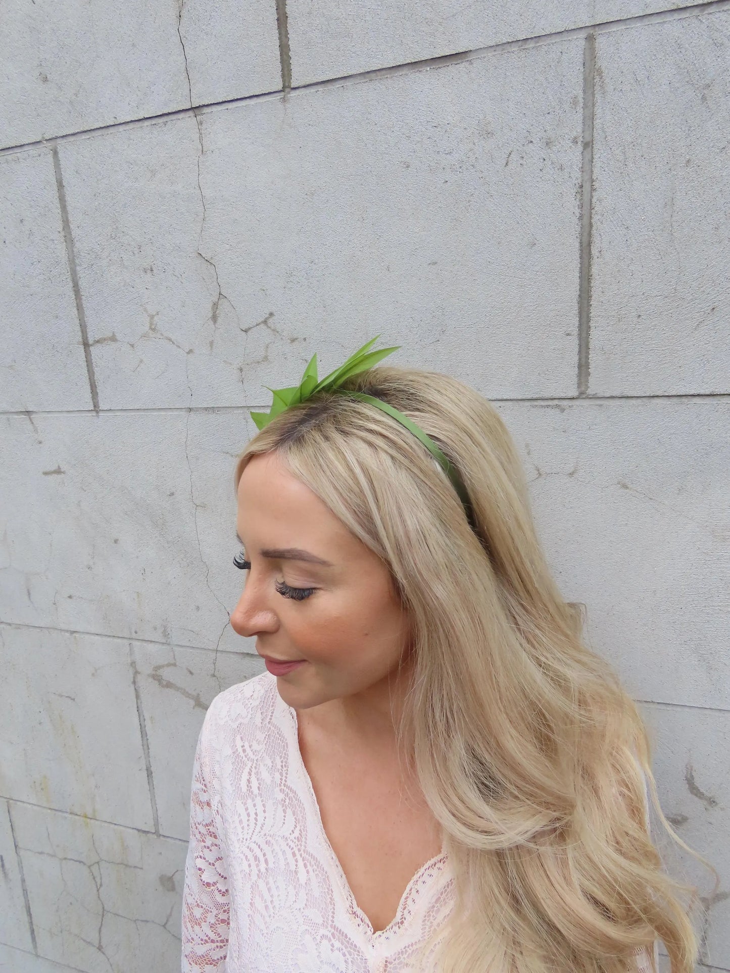 Olive Green Feather Headpiece