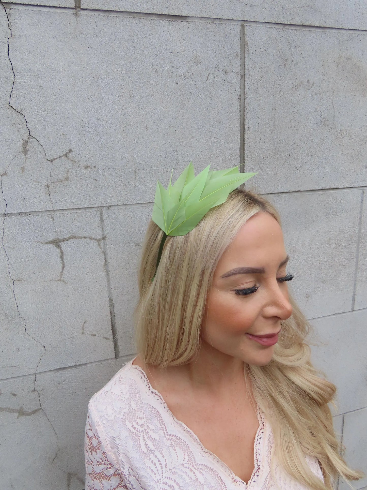 Olive Green Feather Headpiece