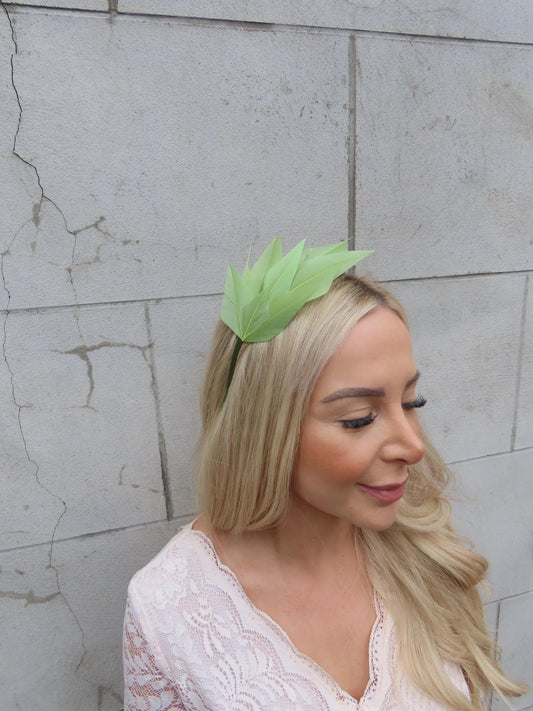 Olive Green Feather Headpiece