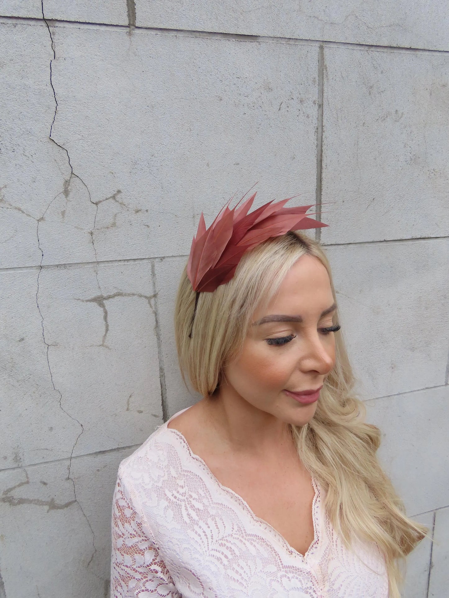 Brown Feather Fascinator on a Thin Headband