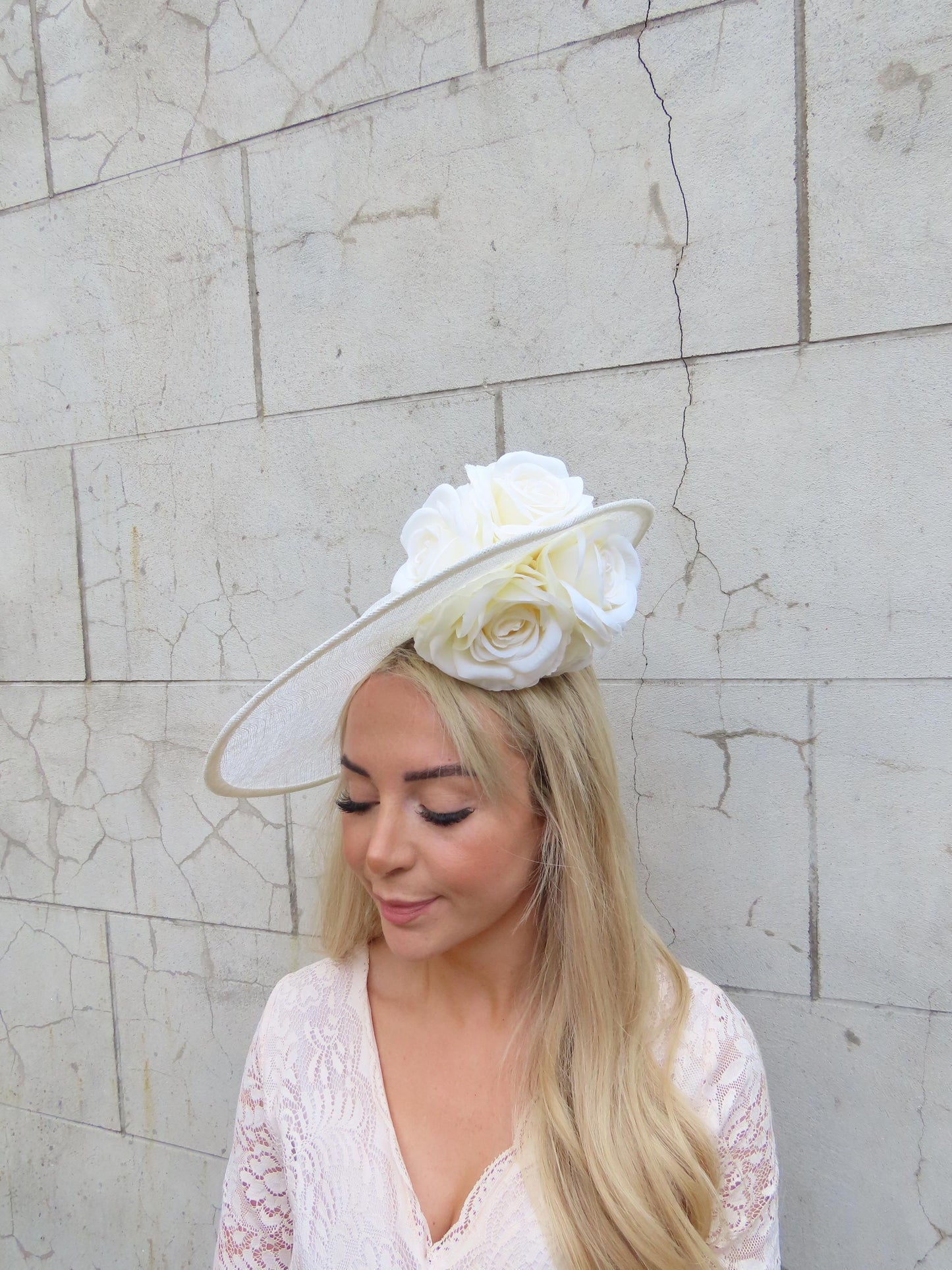 Cream Rose Boater Hat